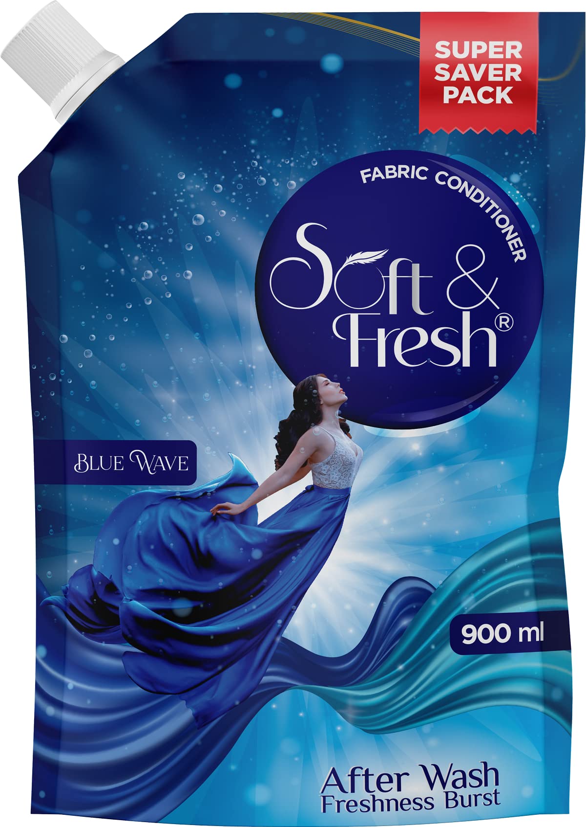 Premium Green Jade & Blue Wave Fabric Softener Refill Pouch - 2X900ml Combo Pack | Ultra-Soft & Long-Lasting Freshness | Ideal for Laundry, Bedding & Baby Clothes | Hypoallergenic & Eco-Friendly Formula