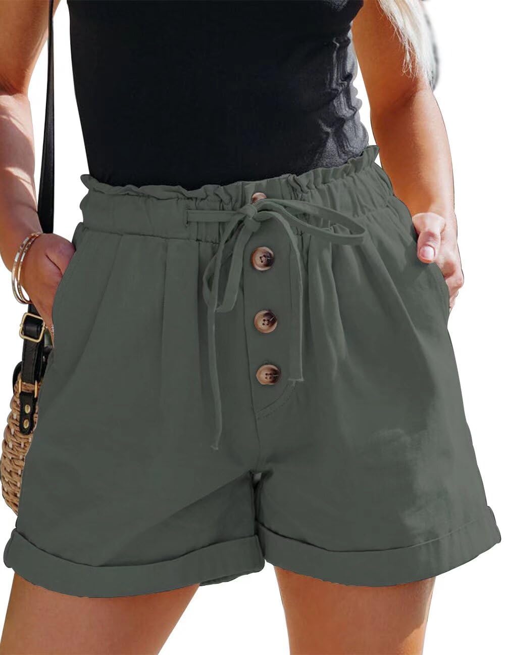 FEKOAFE Women's High Waist Cotton Shorts with Drawstring - Comfy Summer Casual Shorts for Women 2025 (Sizes S-2XL) | Trendy Lounge Wear, Beach Vacation, Yoga & Everyday Outfits