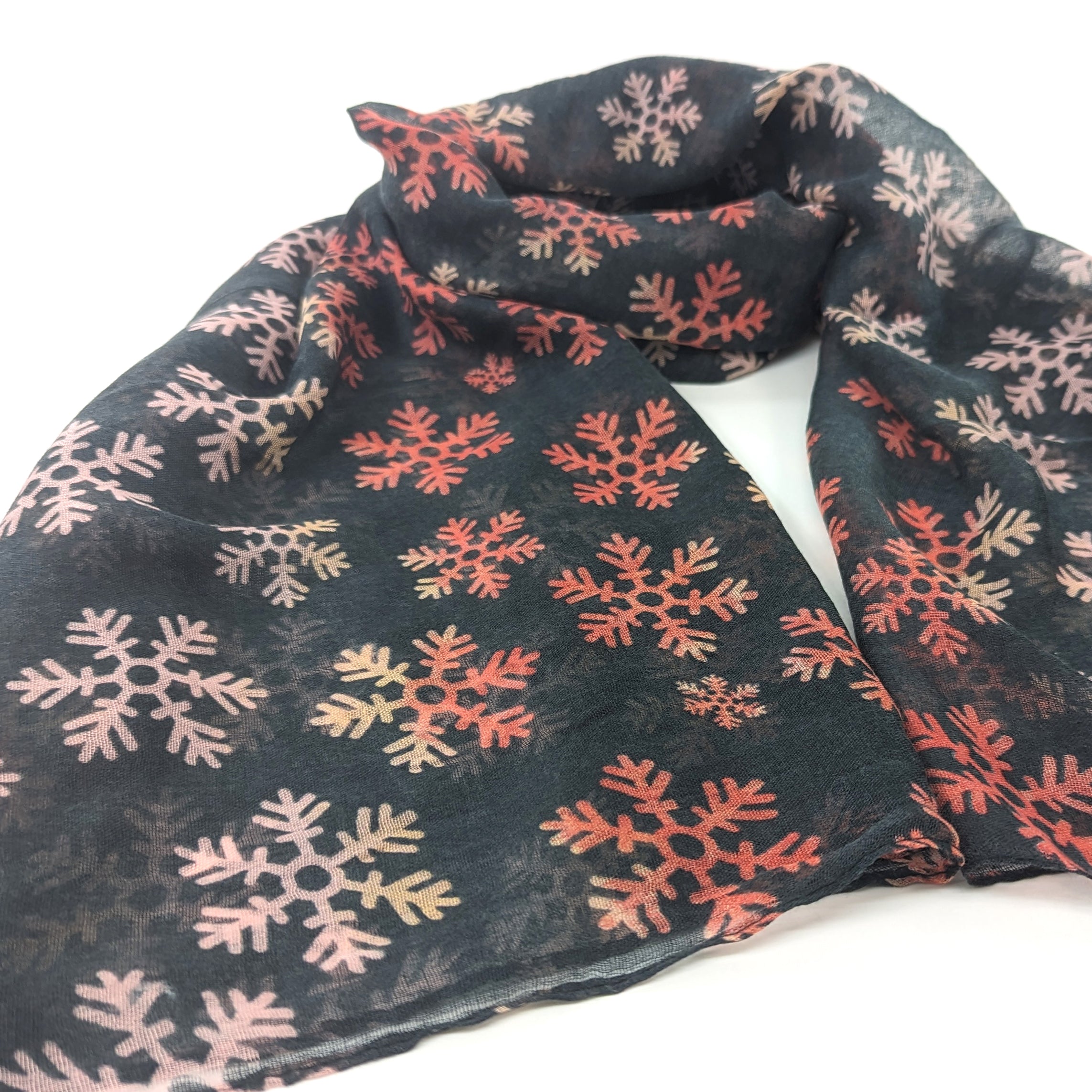 Elegant Black Snowflake Scarf & Bracelet Gift Set in Cracker Box - Perfect for Christmas, Birthday, and Holiday Gifting