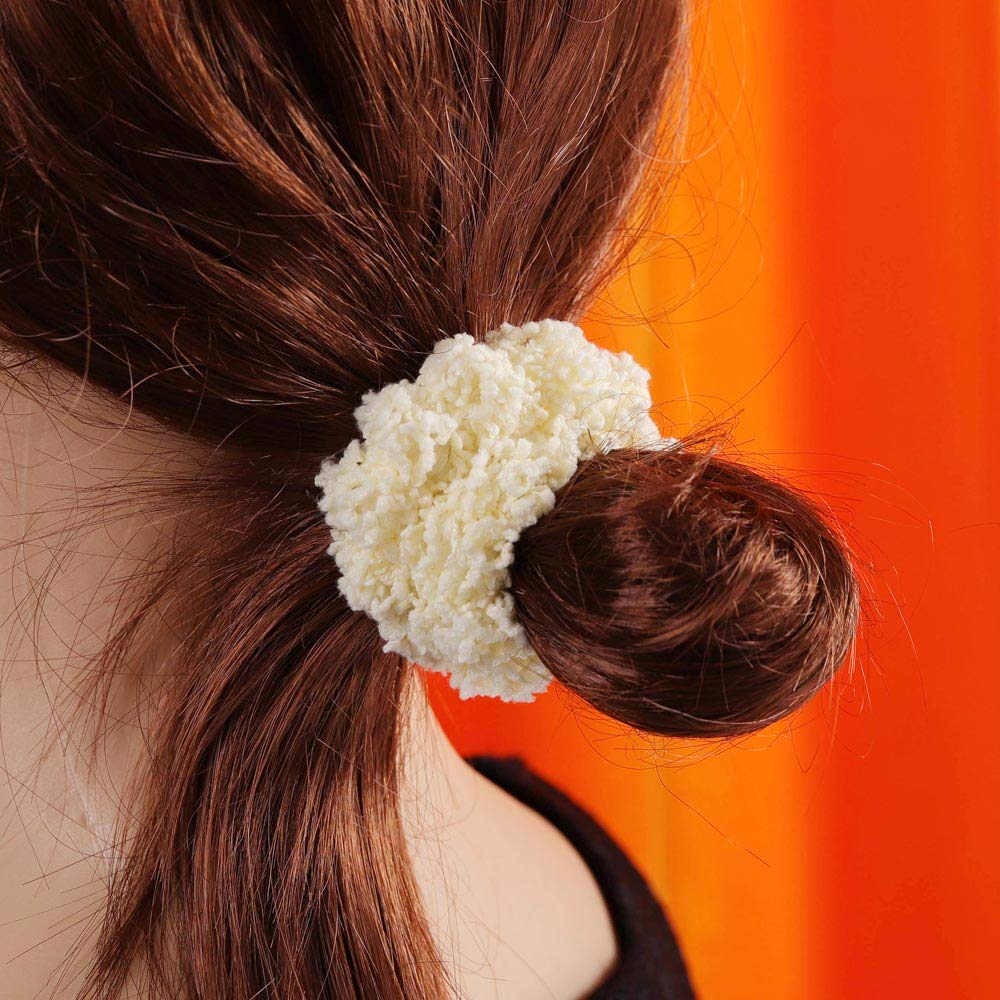 15pcs Glow in The Dark Hair Scrunchies - Soft Chenille Elastic Hair Ties for Women & Girls, Stretchy Ponytail Holders for Updos, Buns & Braids - Perfect for Nighttime, Parties & Sports Activities