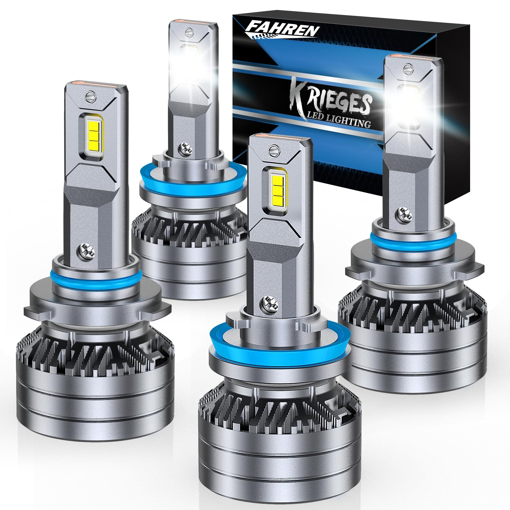 Krieges 2024 Newest H11/H9/H8 9005/HB3 LED Bulbs Combo - 44000LM 600% Brighter H11 9005 LED Headlight Bulbs, 6500K Cool White IP68 Waterproof Halogen Replacement, Plug and Play - Perfect for Cars, Trucks, SUVs, Motorcycles (Pack of 2)