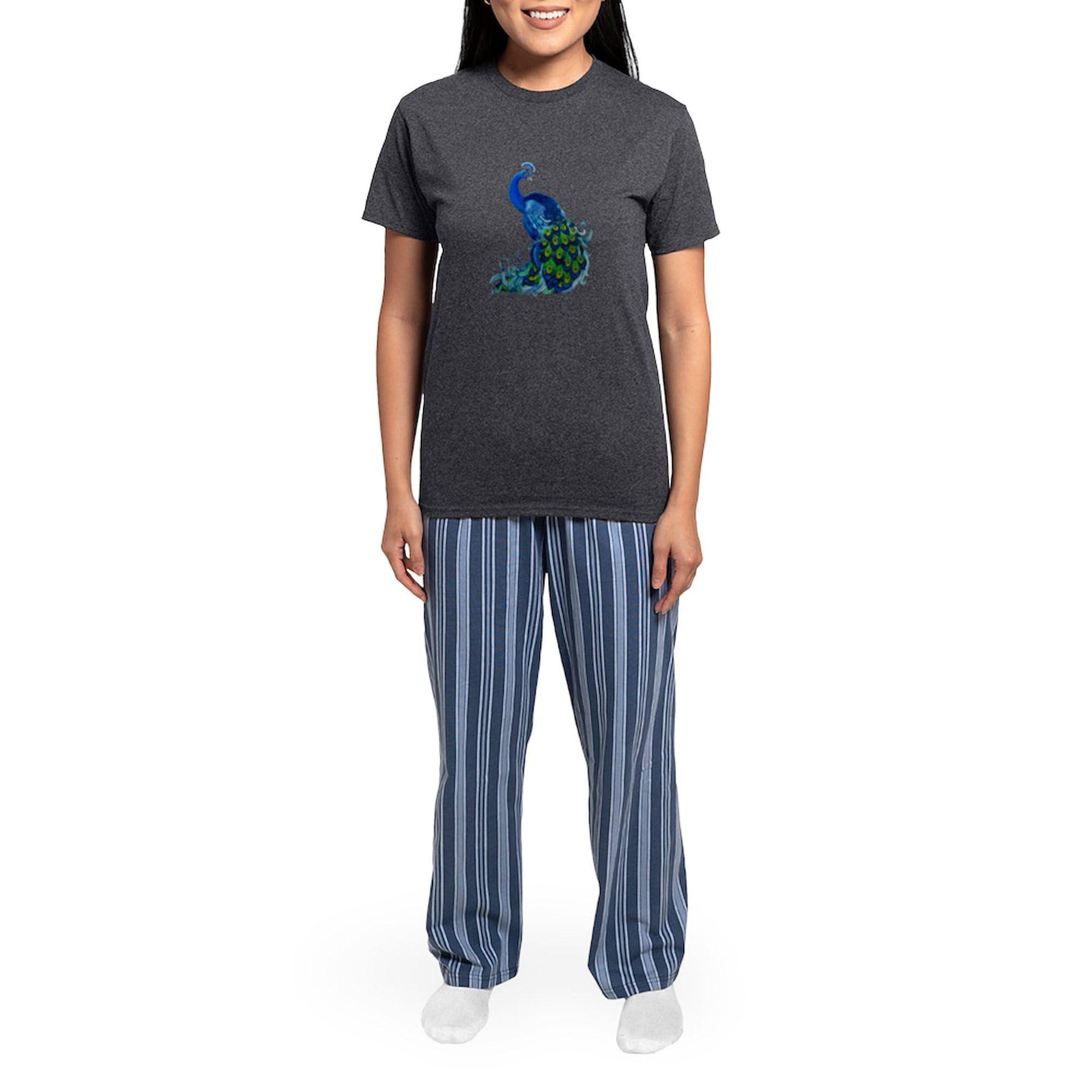 Beautiful Blue Peacock Women's Charcoal Pajama Set - Soft & Comfortable Sleepwear for Women - Perfect for Lounging, Sleepovers & Cozy Nights at Home