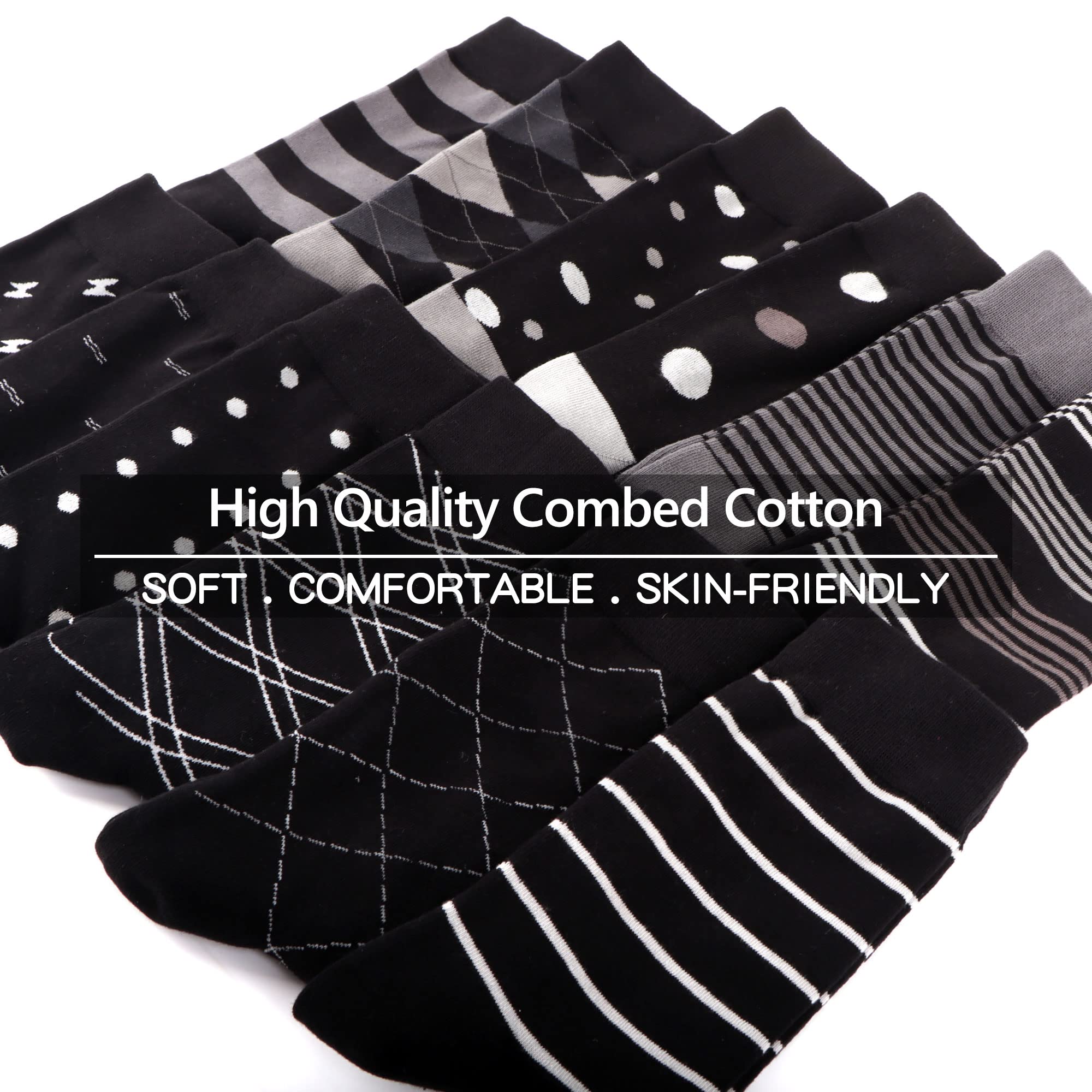 Premium WeciBor Men's Seamless Dress Socks 12-Pack - Ultra Soft Combed Cotton for Business & Formal Wear - Perfect for Office, Weddings & Dress Shoes Comfort