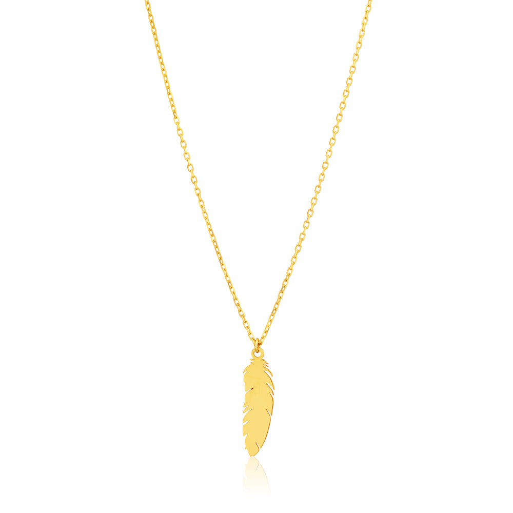 9ct Yellow Gold Leaf Pendant Necklace with 40+5cm Chain - Elegant Nature-Inspired Jewelry for Women, Perfect for Everyday Wear, Gifts & Special Occasions