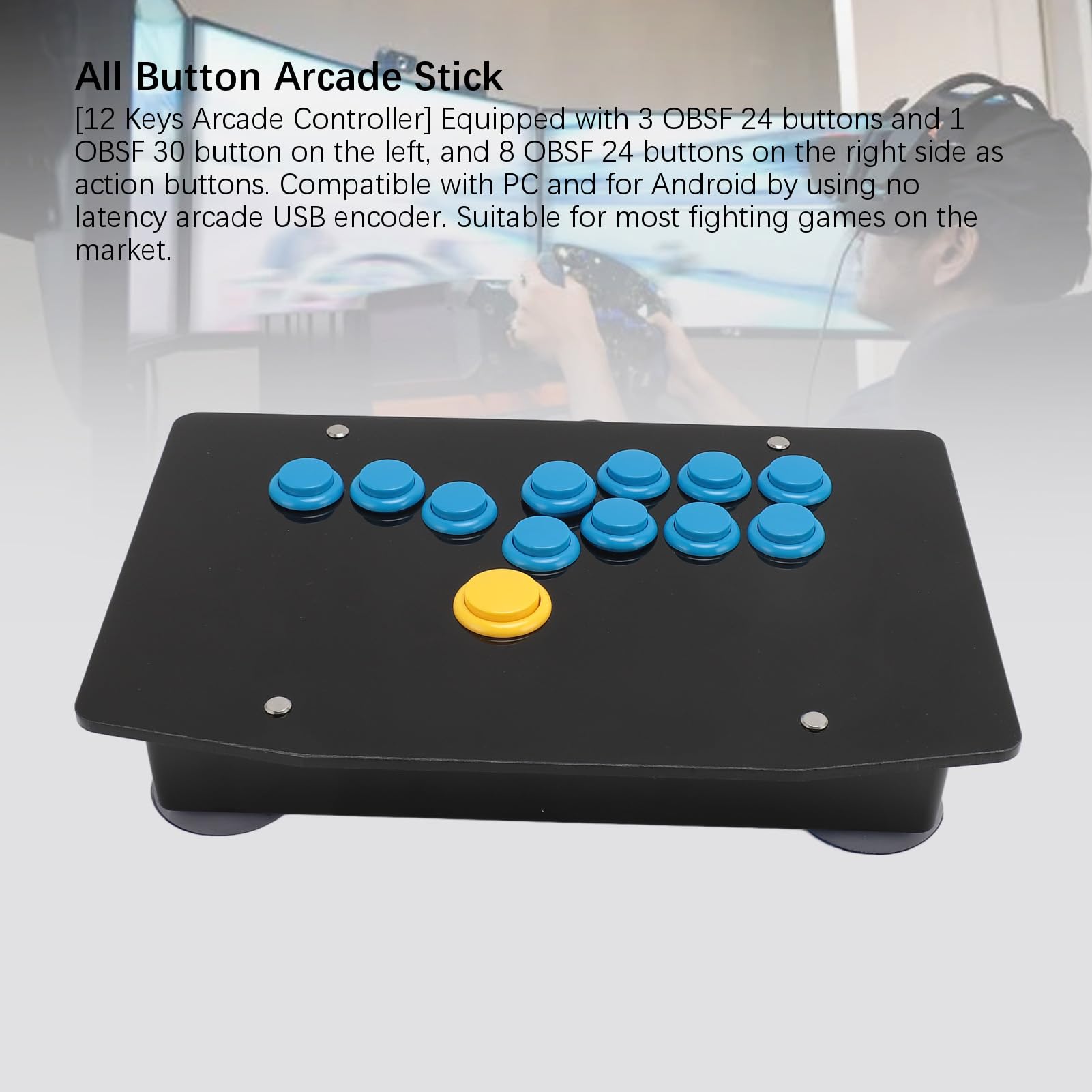 Cuifati 12-Key Arcade Stick for PC/PS3/Switch - Hot Swap SOCD Turbo for Fighting Games