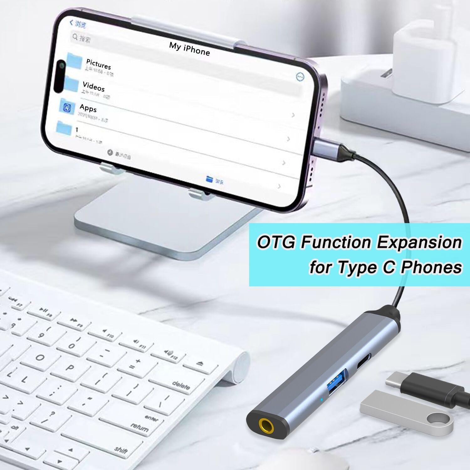VIENON 5-in-1 USB C Hub with 3.5mm Headphone Jack, 100W PD Charging, USB-A Ports - Compatible with MacBook Pro/Air, iPad Pro, Samsung & Type C Devices - Perfect for Home Office, Travel & Multi-Device Charging