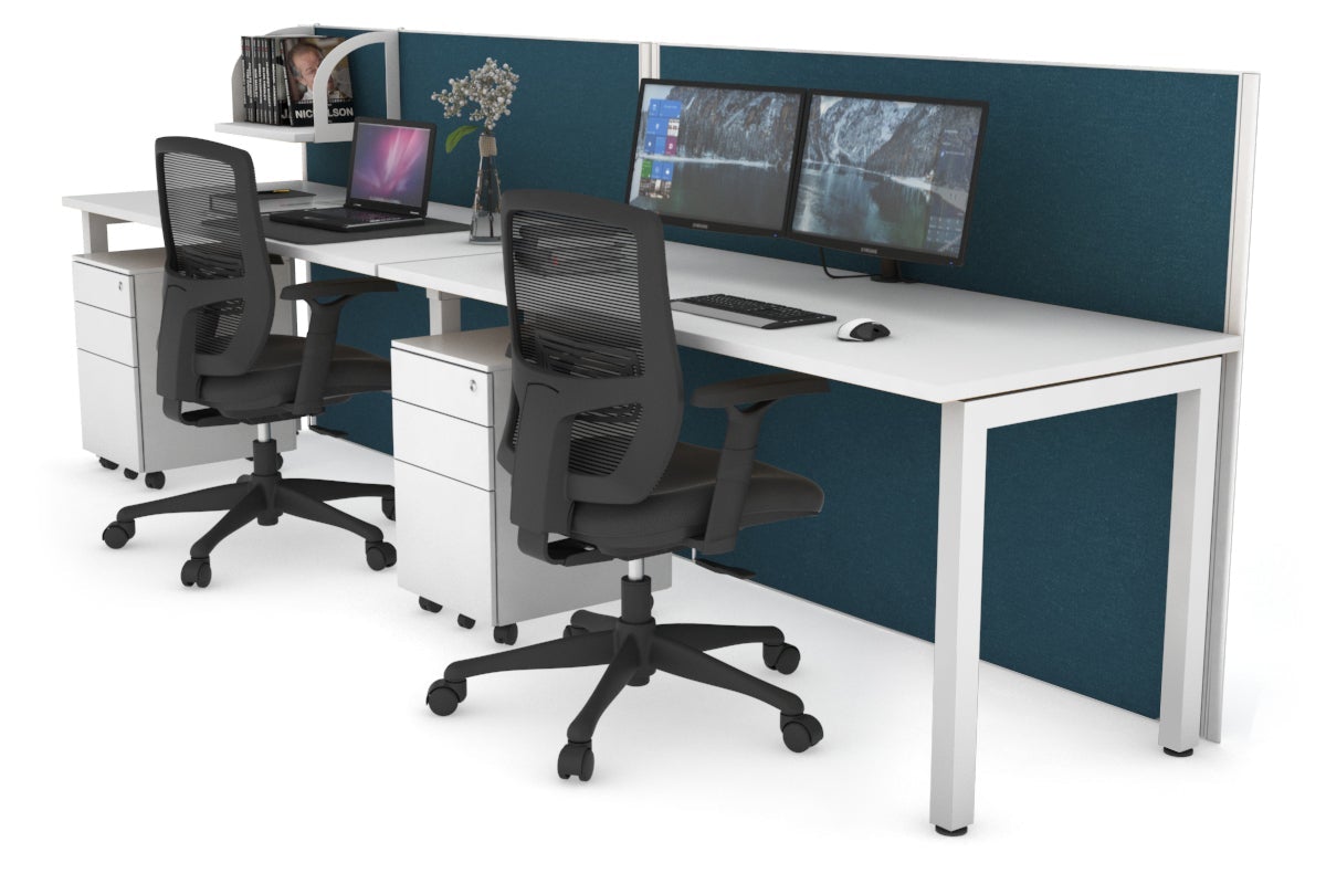 Horizon Quadro 2-Person Office Workstation with Square Legs - 1600L x 700W Dimensions - Perfect for Shared Workspaces & Collaborative Office Environments