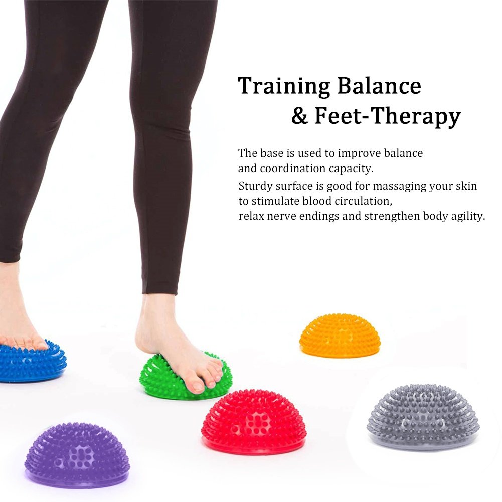 VGEBY 2-Pack Balance Pods - Half Ball Massage Foot Trainer for Yoga, Pilates, Gymnastics & Sports - Silver Spiky Hedgehog Texture for Stability & Reflex Training - Perfect for Home Gym, Physical Therapy & Fitness Enthusiasts