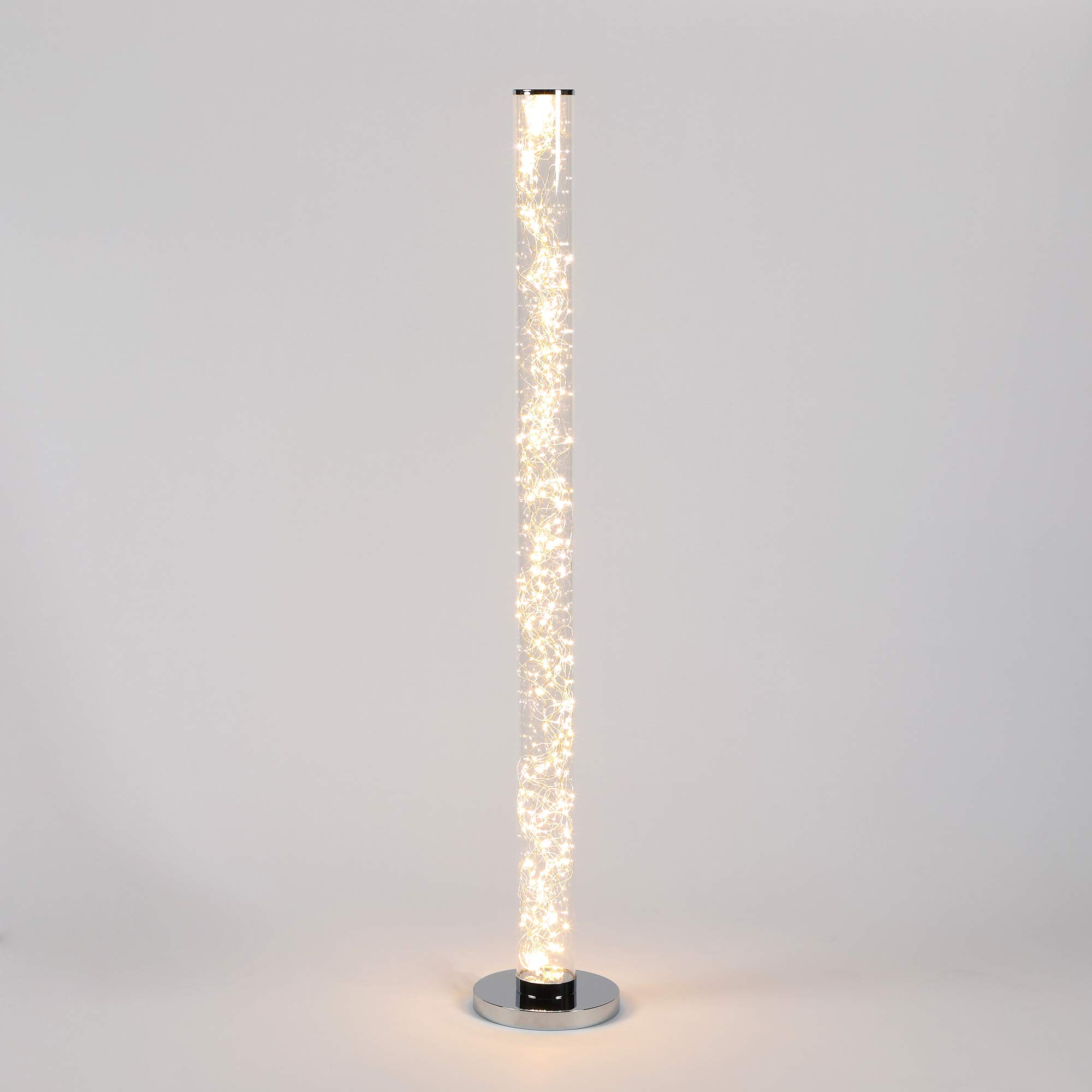 Ore International HBL2112-A Exposed Rope LED Clear Column Floor Lamp - Modern Lighting for Living Room, Bedroom & Office Decor