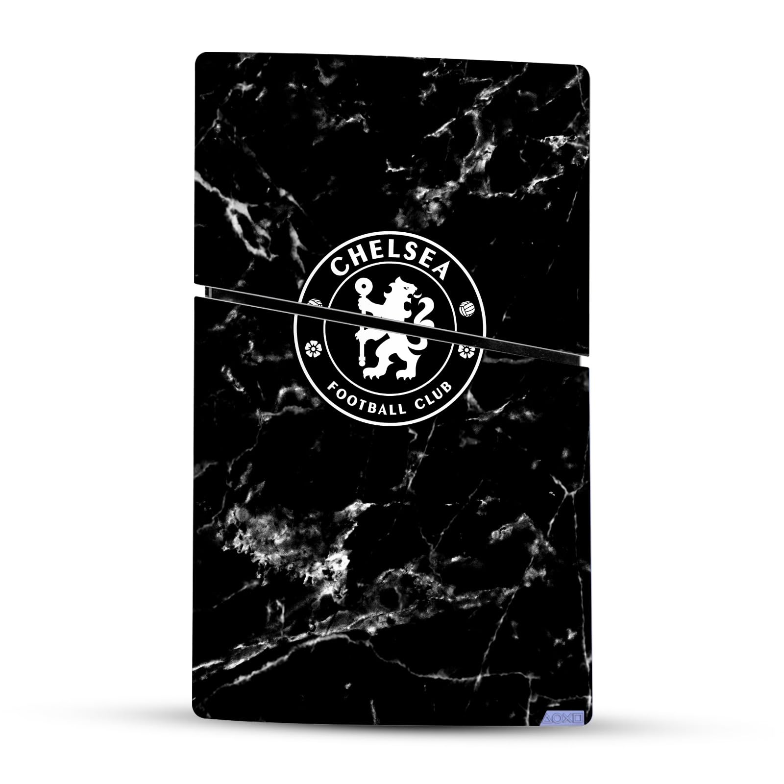 Official Chelsea FC Black Marble Art Vinyl Skin Sticker for Sony PS5 & PS5 Slim Console & DualSense Controller - Gaming Accessories, Football Fan Gift, Custom Console Decoration