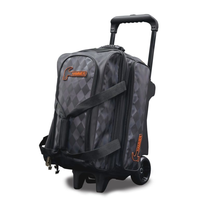 Premium Deluxe Diamond 2 Ball Double Roller Bowling Bag - Heavy Duty Bowling Ball Carrier with Wheels for Men & Women - Perfect for League Play, Tournaments & Practice Sessions