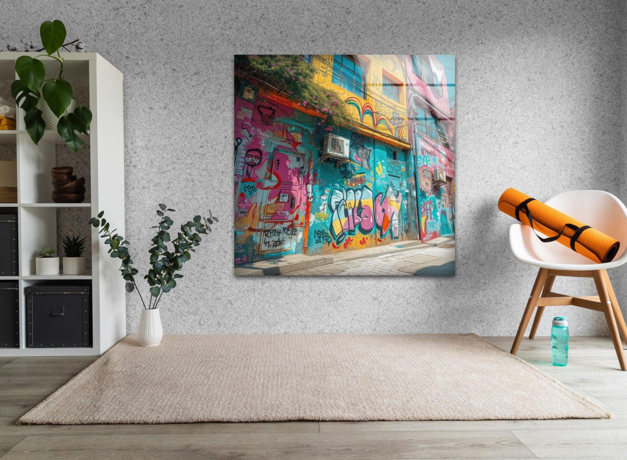 Banksy Graffiti Glass Wall Art - Modern Urban Street Art Decor for Living Room, Bedroom & Office - Unique Gift for Art Lovers