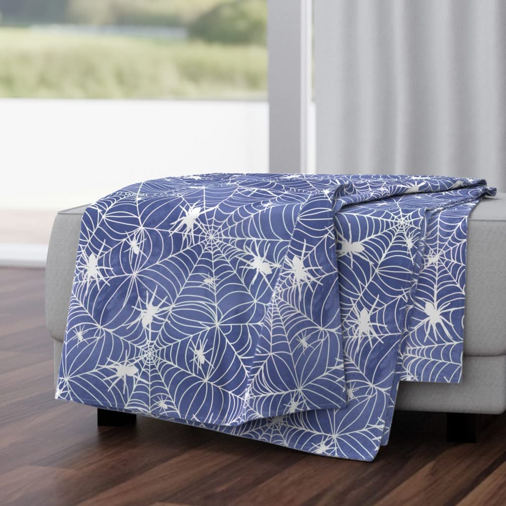 Soft Plush Minky Throw Blanket 50x70 Inches - White & Blue Scale Halloween Spooky Entomology Pastel Goth Design | Cozy Couch, Bed & Home Decor Gift
