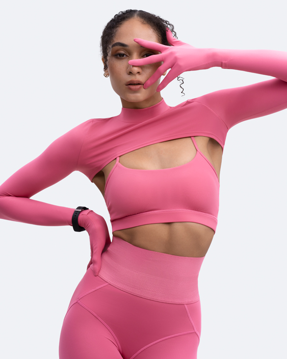 Women's Fashion Glove Sleeve Crop Top - Sexy Short Sleeve Bodycon Shirt for Night Out, Party & Club Wear