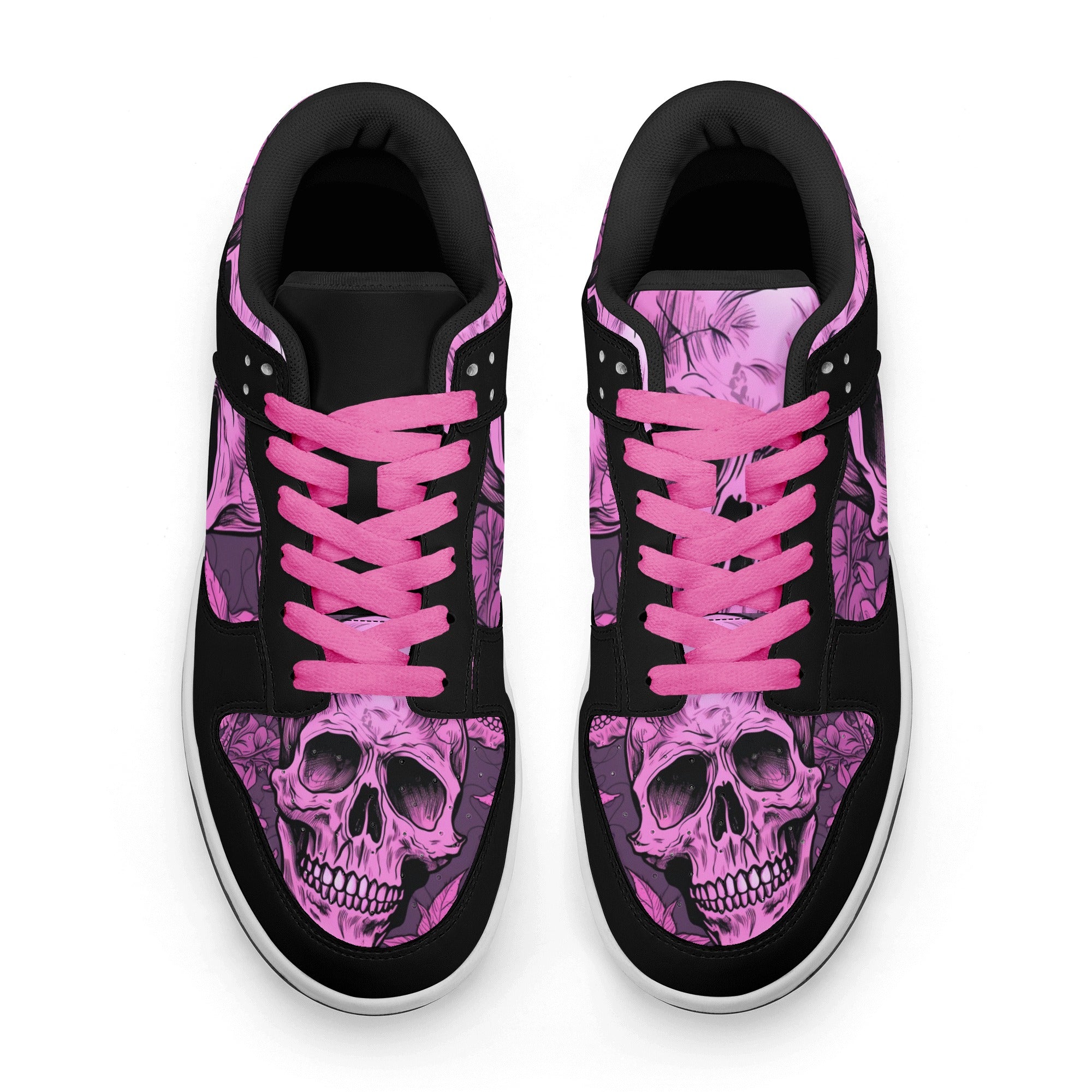 Pink Skull Dunk Low Top Leather Sneakers for Women - Stylish & Comfortable Skate Shoes for Casual Wear, Street Fashion & Sneaker Collectors