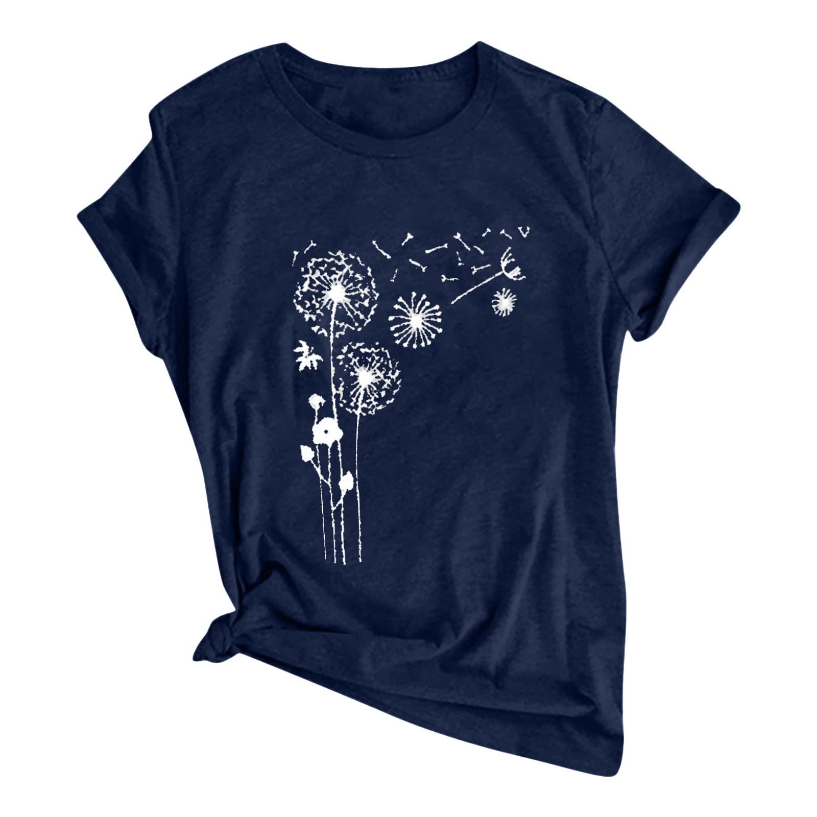 Women's Floral Print Short Sleeve T-Shirt - Loose Fit O-Neck Blouse Top for Casual Wear, Summer Outfits & Everyday Fashion