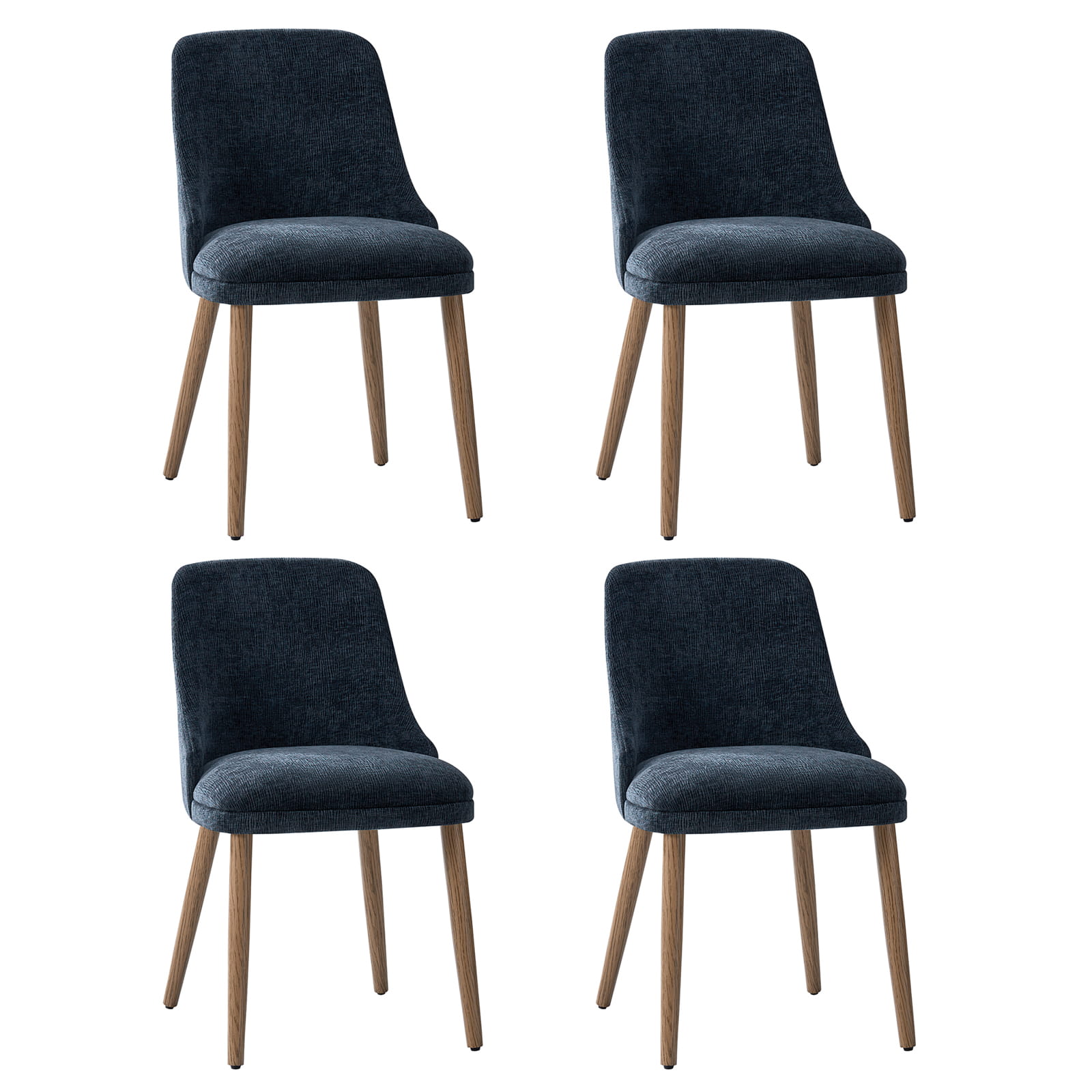 Zara Dining Chairs Set of 2/4/6 - Modern Curved Backrest with Natural Wood Legs & Plush Cushion - Perfect for Kitchen, Dining Room, or Breakfast Nook