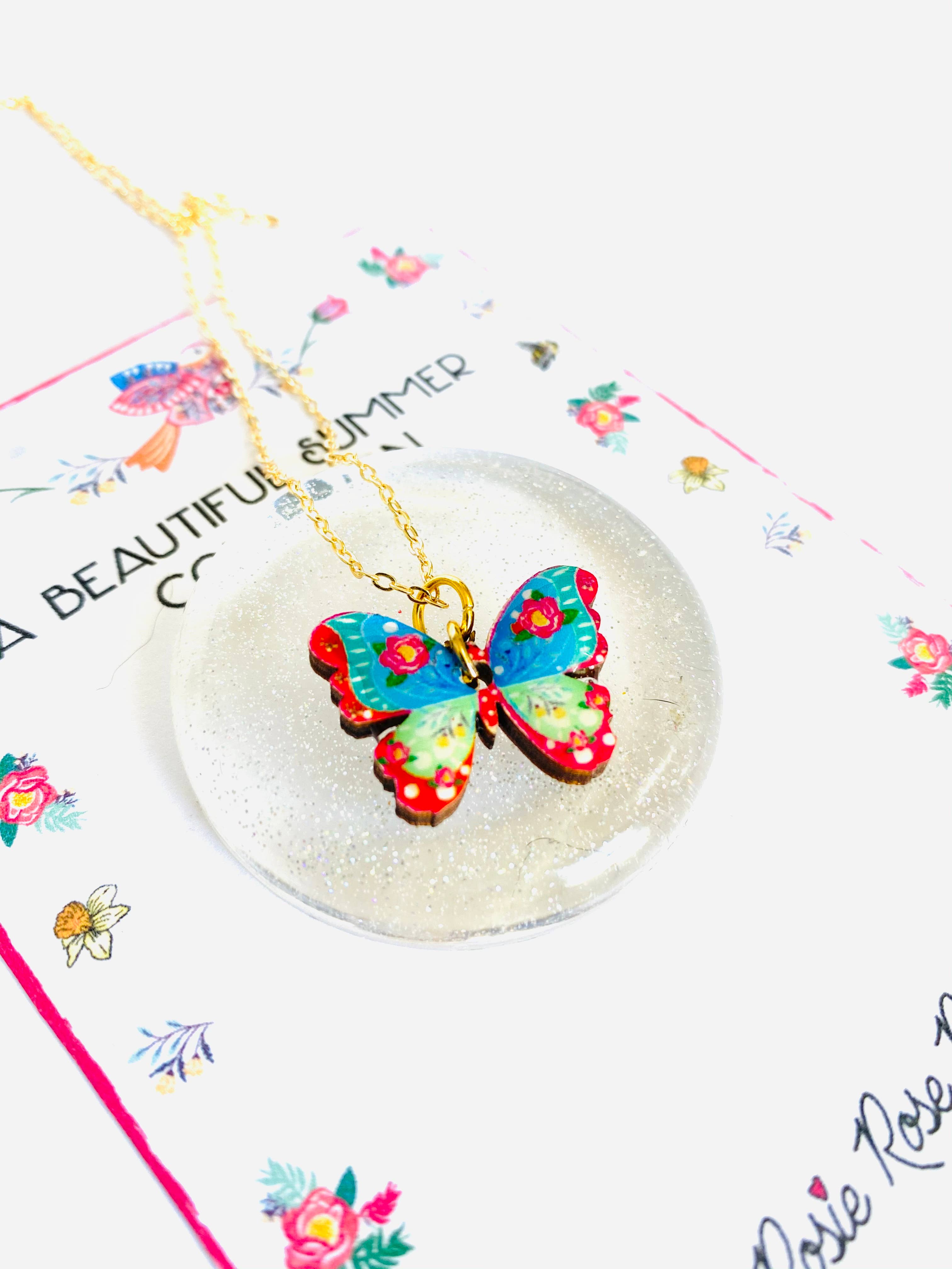 Elegant Butterfly Pendant Necklace in 14K Gold Chain - Perfect for Women's Everyday Wear & Gift Giving | Rosie Rose Parker