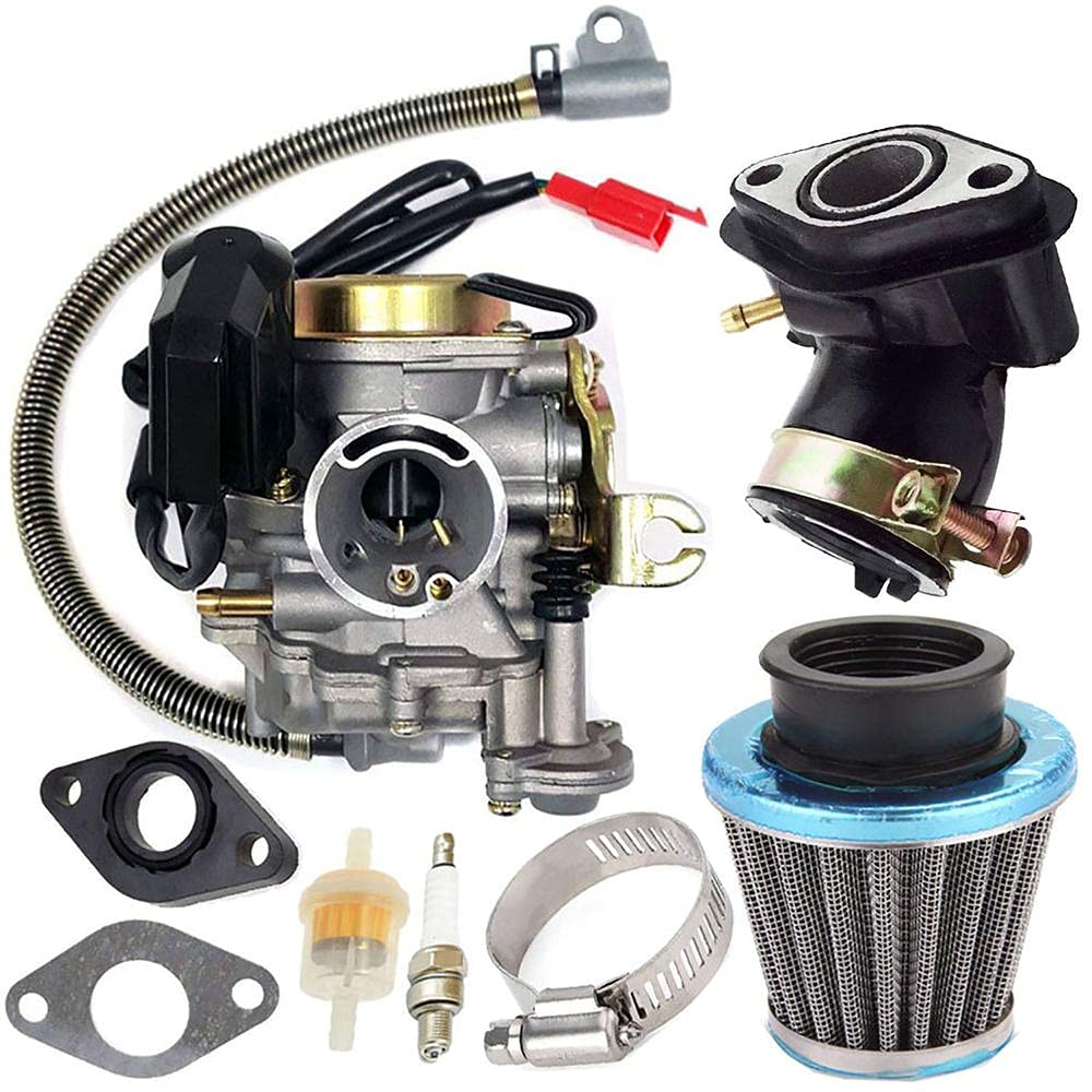 139QMB Carburetor for GY6 50CC 49CC 4-Stroke Scooter - Compatible with Taotao Engine, 18mm Carburetor with Intake Manifold & Air Filter - Replacement for 50cc 49cc Moped & Scooter Parts - Perfect for Engine Tuning & Performance Upgrade