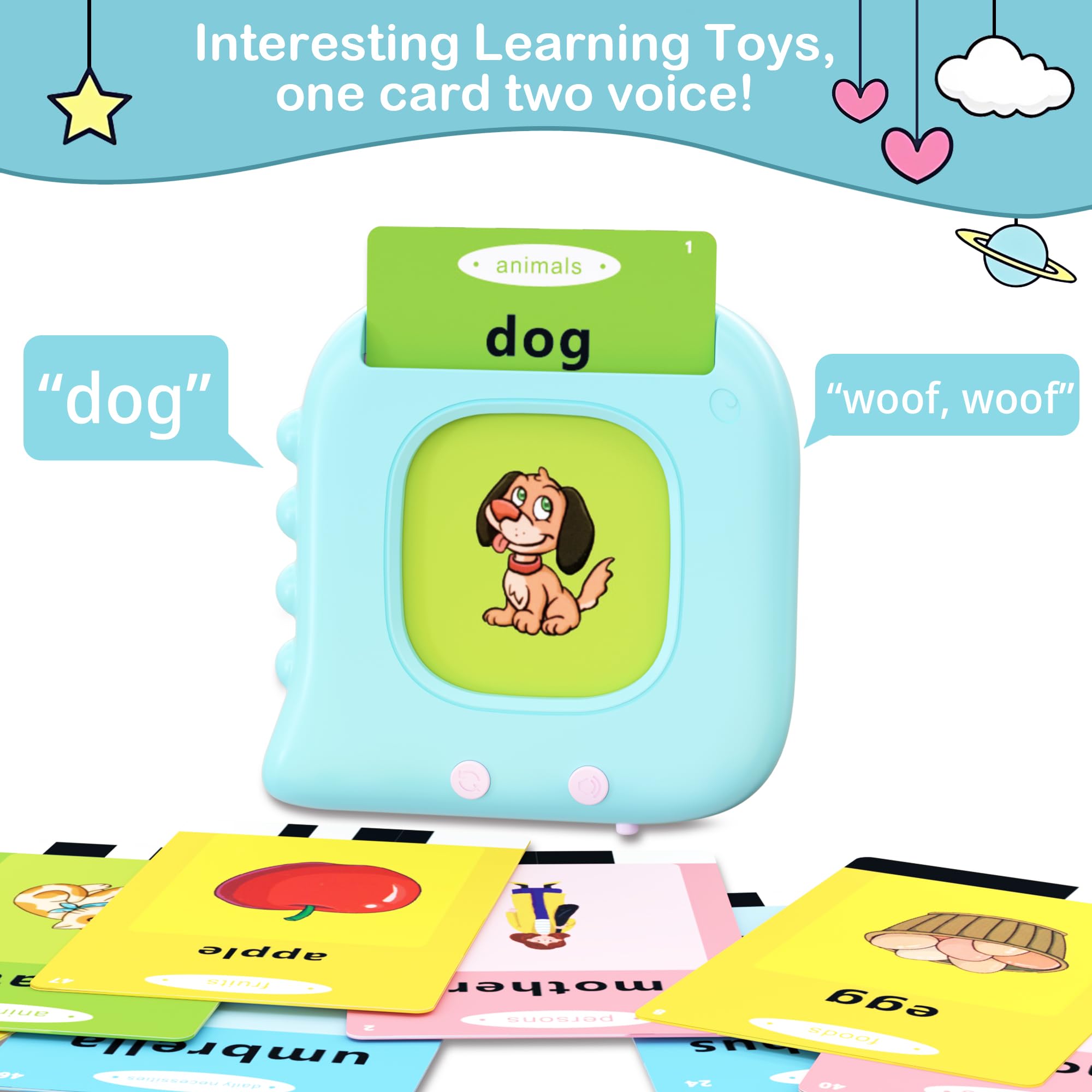 Talking Flash Cards for Toddlers 1-3 Years Old | 224 Sight Words Speech Therapy Toys | Montessori Educational Learning Toys for Boys & Girls Ages 1-5 | Autism Sensory Toys | Perfect for Home, Classroom & Travel Learning Activities