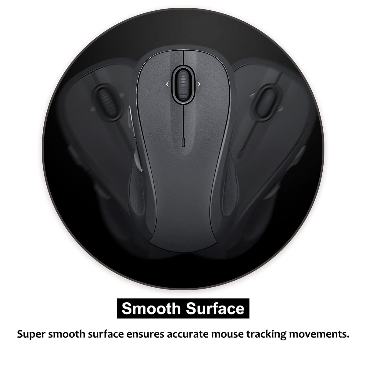 Audimi Mini Round Mouse Pad 6 x 6 Inch - Non-Slip Rubber Base Small Mouse Mat for Laptop, PC, Wireless Mouse - Portable & Washable Office Desk Accessory for Home, Travel, and Work (Black)
