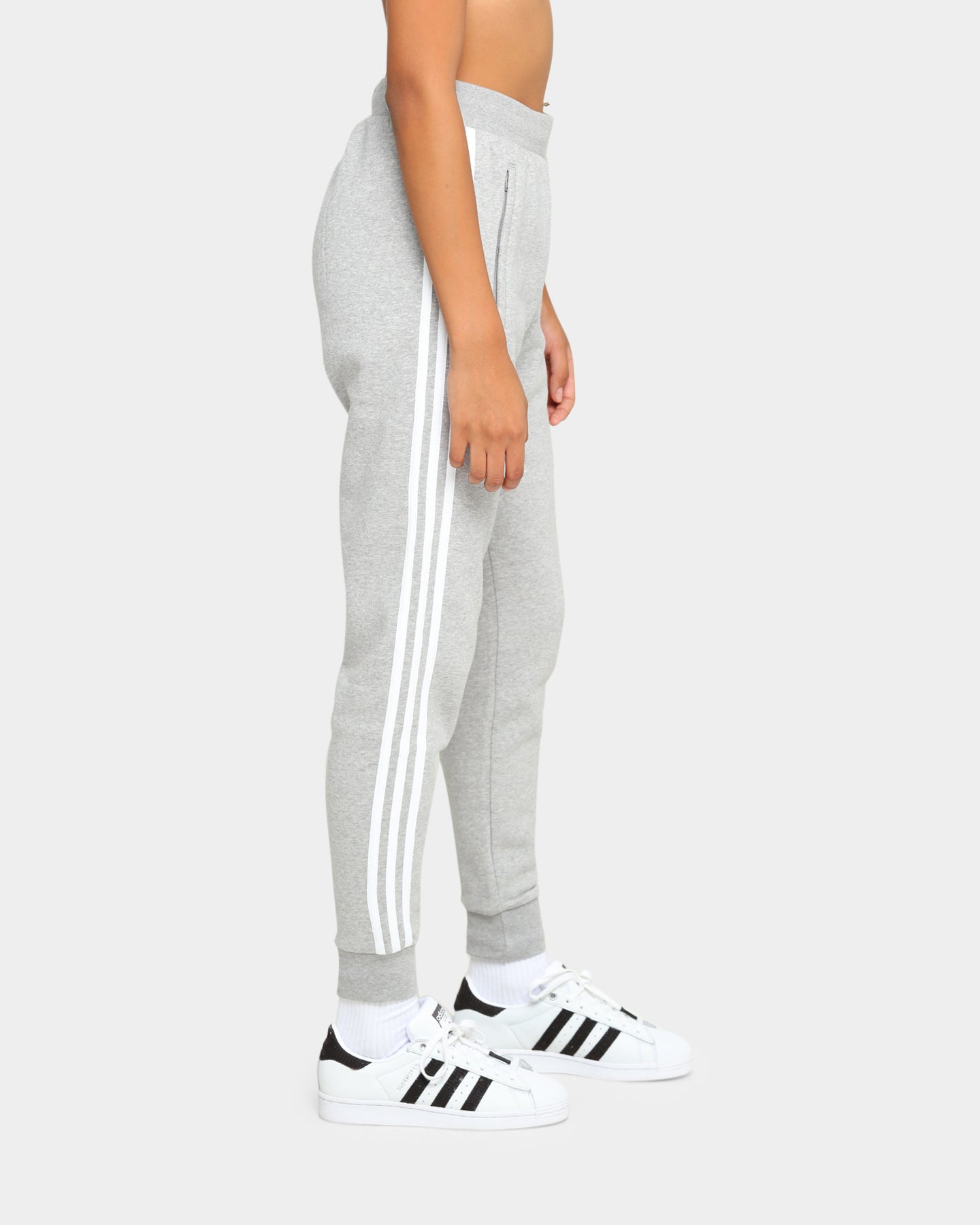 Adidas 3 Stripes Jogger Pants for Men - Grey Heather Sweatpants for Running, Gym & Casual Wear