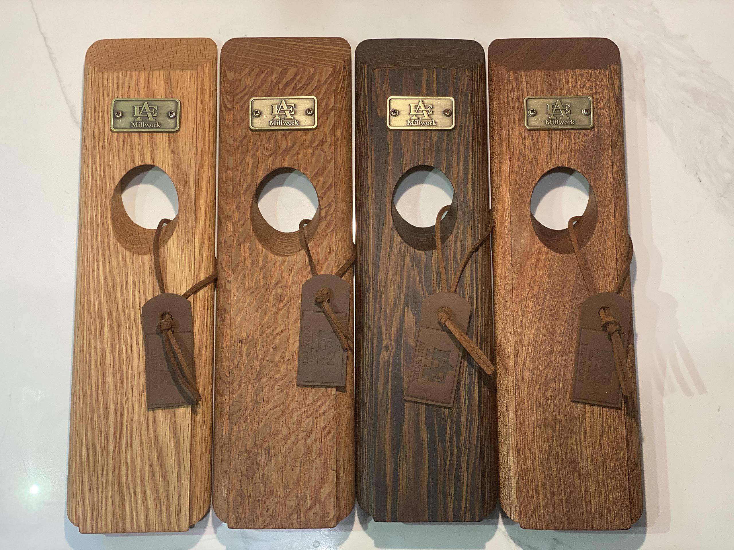 Premium Wood Self-Balancing Wine Bottle Holder with Brass Opener - Free Standing Countertop Decor for Kitchen, Bar & Living Room - Handcrafted in USA | Perfect for Wine Storage, Entertaining & Home Decor