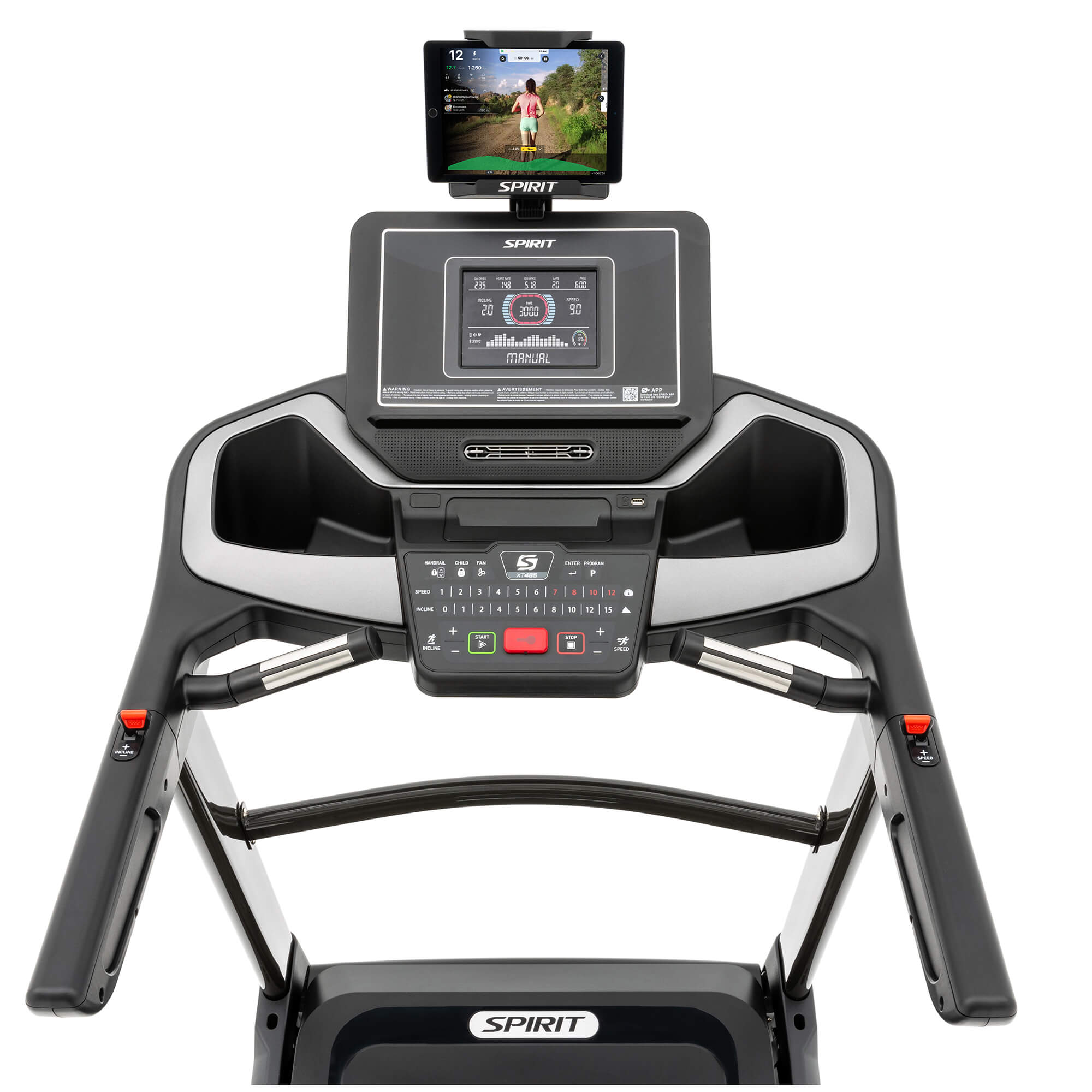 Spirit Fitness XT485 Folding Treadmill for Home Gym - Electric Incline Running Machine with LCD Display & Bluetooth Speakers - Perfect for Cardio Workouts & Indoor Running Training