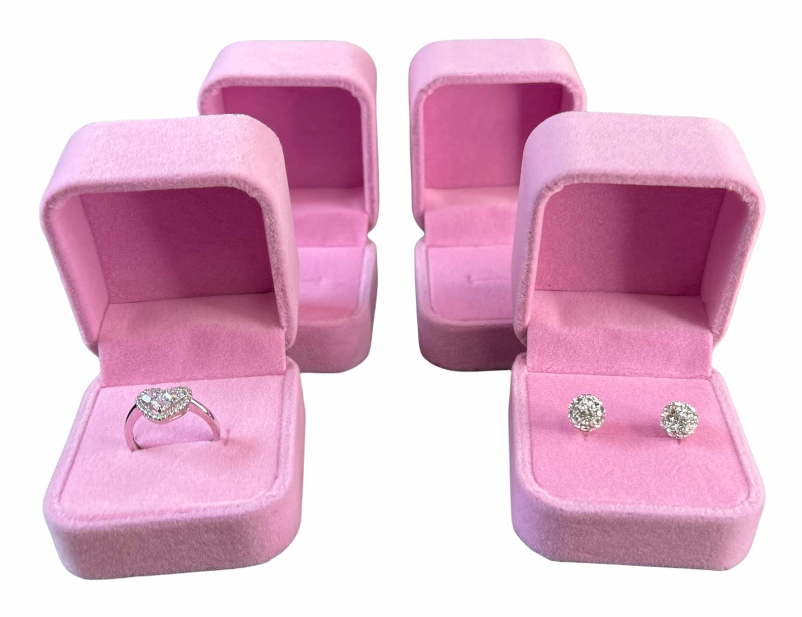 4-Piece Jewelry Storage Box Set - Ring Box, Necklace Box & Earring Organizer for Wedding, Gift, and Travel Use