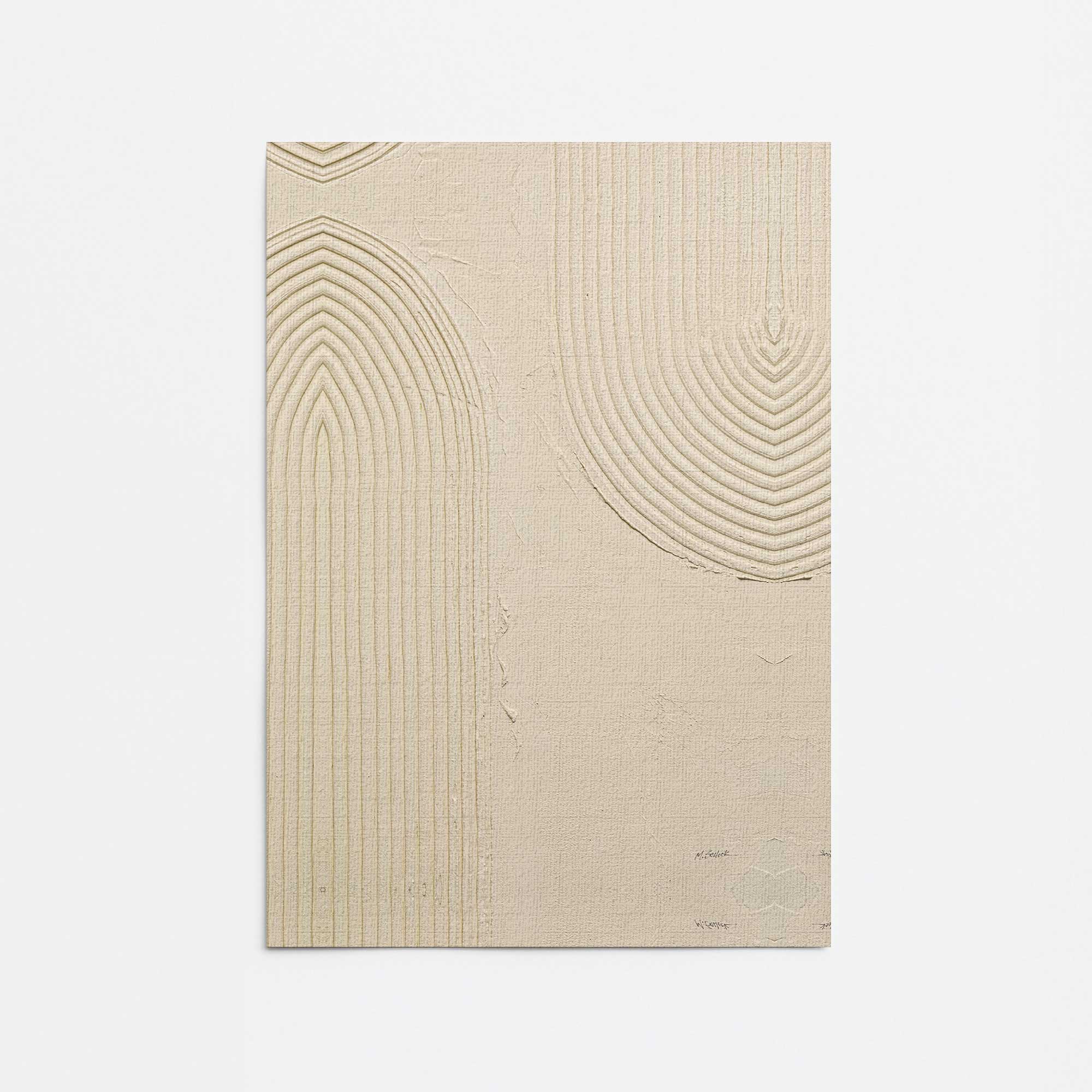 Beige Abstract Echoed Curves Canvas Wall Art Print - Modern Home Decor for Living Room, Bedroom & Office