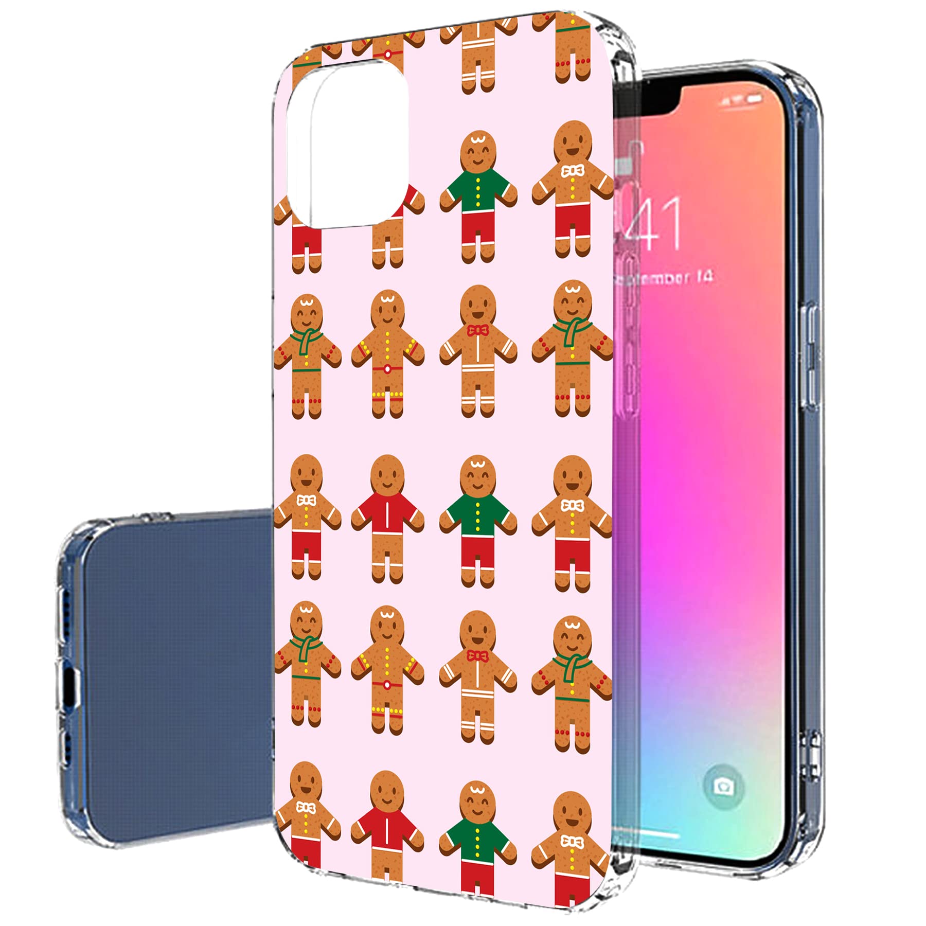 Slim Thin Gel TPU Case for Apple iPhone 13 Pro Max - Lightweight Flexible Soft Anti-Scratch Gingerbread Man Print Phone Cover | Perfect for Everyday Use, Travel Protection & Holiday Gift Giving