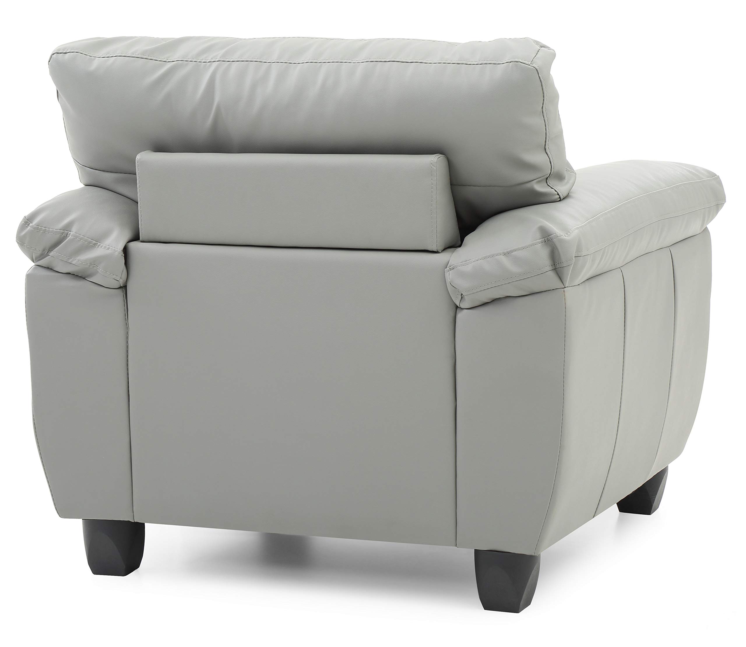 Premium Gray Faux Leather Upholstered Arm Chair - Modern Living Room Accent Chair for Home Office, Lounge & Reading Nook - Comfortable Mid-Century Style Seating by Glory Furniture