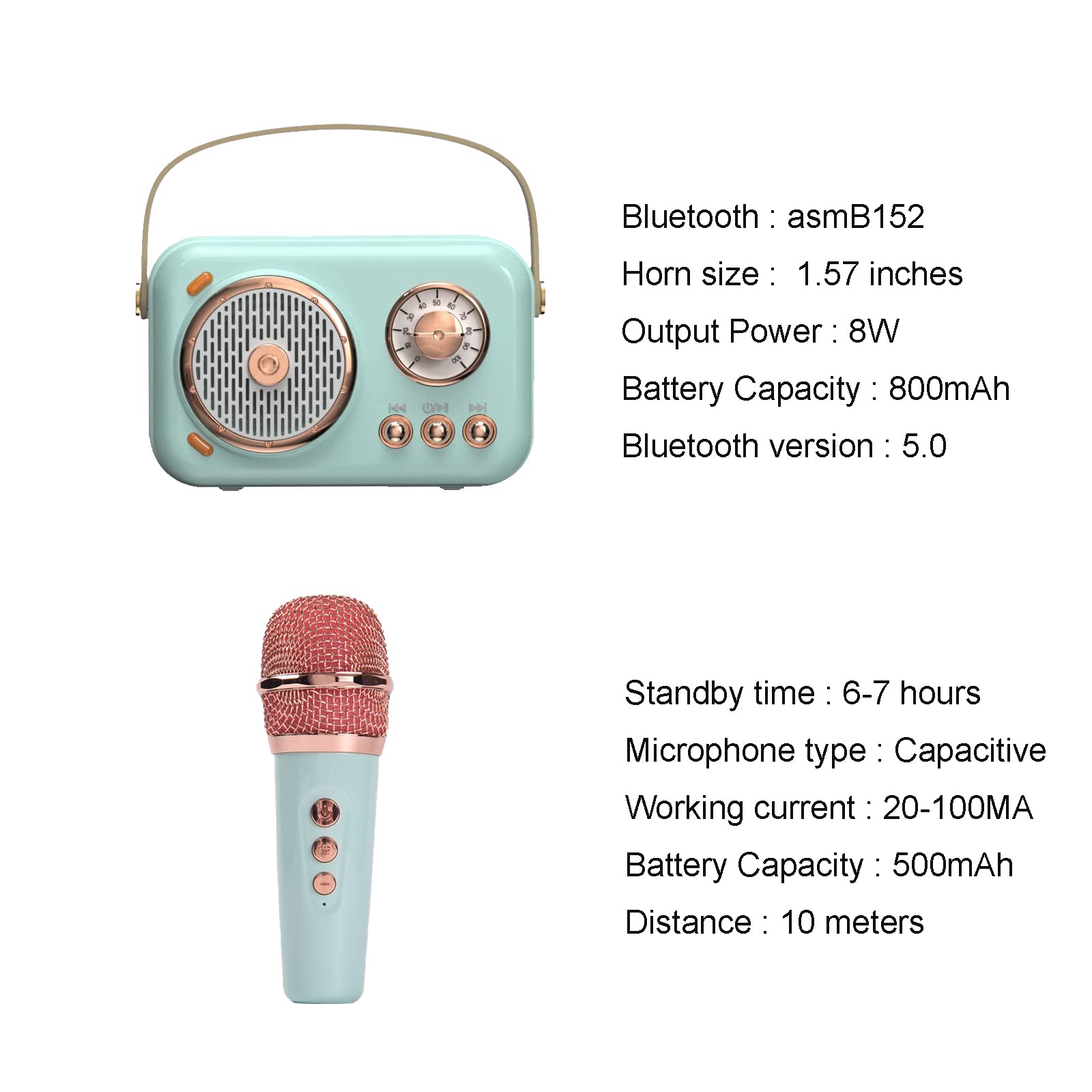 Portable Bluetooth Speaker with Microphone - Retro Wireless Karaoke Machine for Home Parties, Birthday Celebrations & Outdoor Gatherings (White) - Perfect for Kids & Adults Singing, Gaming & Entertainment
