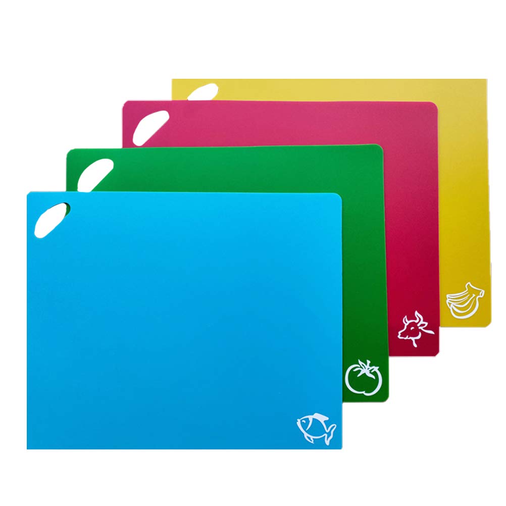 DOITOOL 4-Piece Plastic Cutting Boards Set - BPA-Free PP Chopping Boards for Meat, Vegetables & Fruits | Dishwasher Safe & Lightweight for Kitchen Prep & Cooking