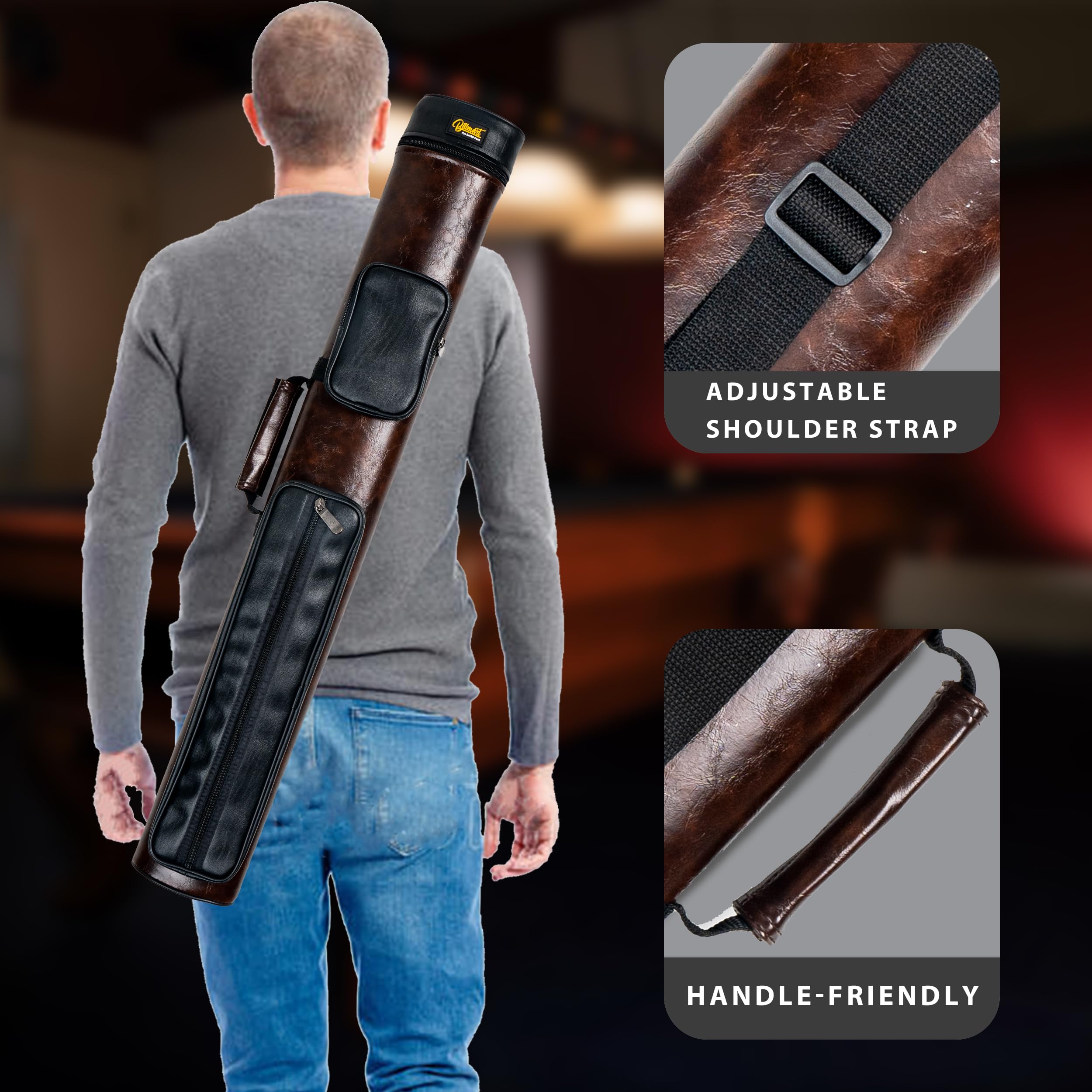 Premium 2x3 Hard Pool Cue Case - Durable Billiard Stick Carrying Case for Pool Players | Perfect for Travel, Storage & Tournament Use