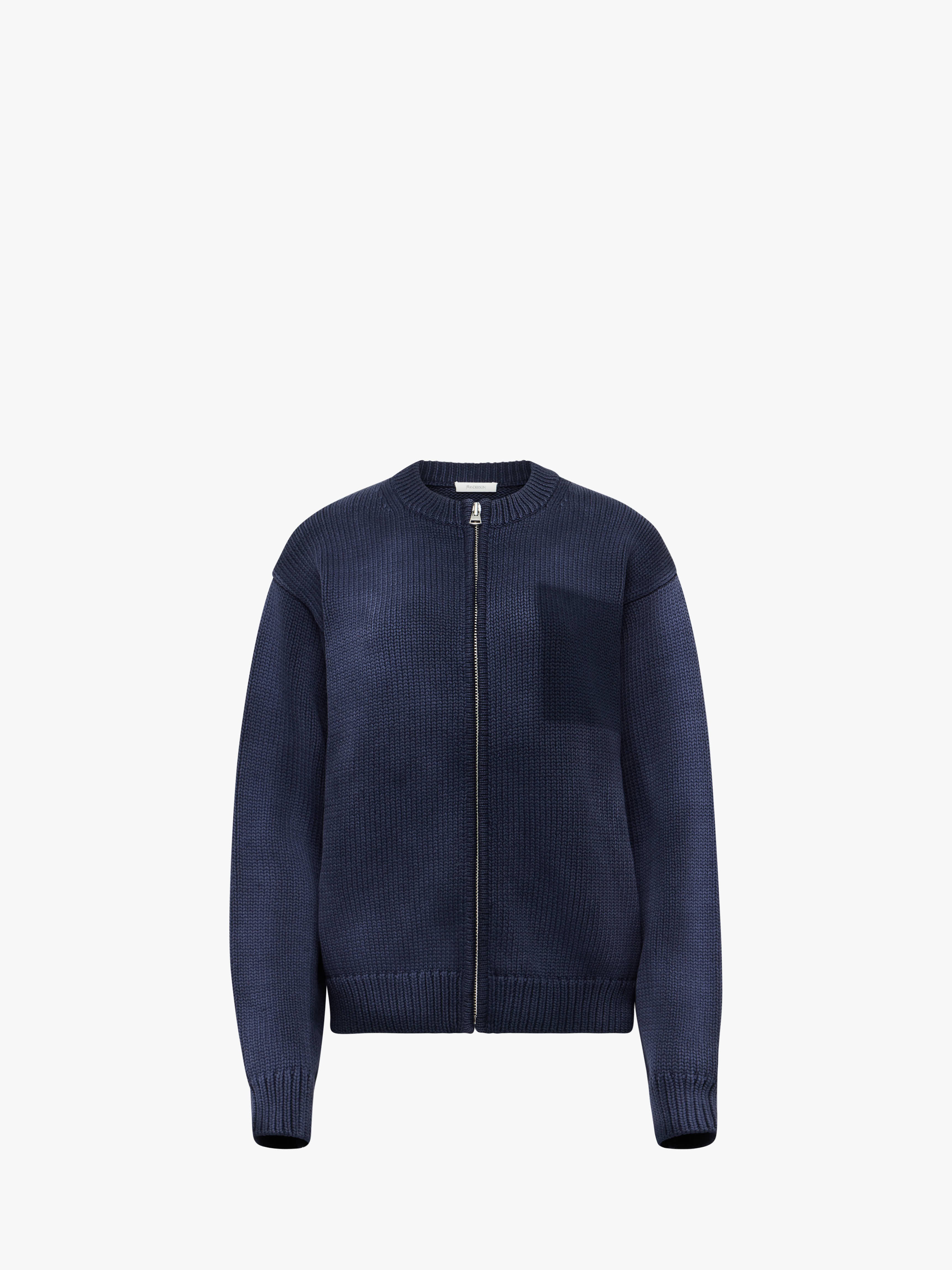 Washed Zip Front Cardigan for Women - Navy Blue Cozy Knit Sweater | Casual Outfit, Layering, Office Wear & Fall Fashion