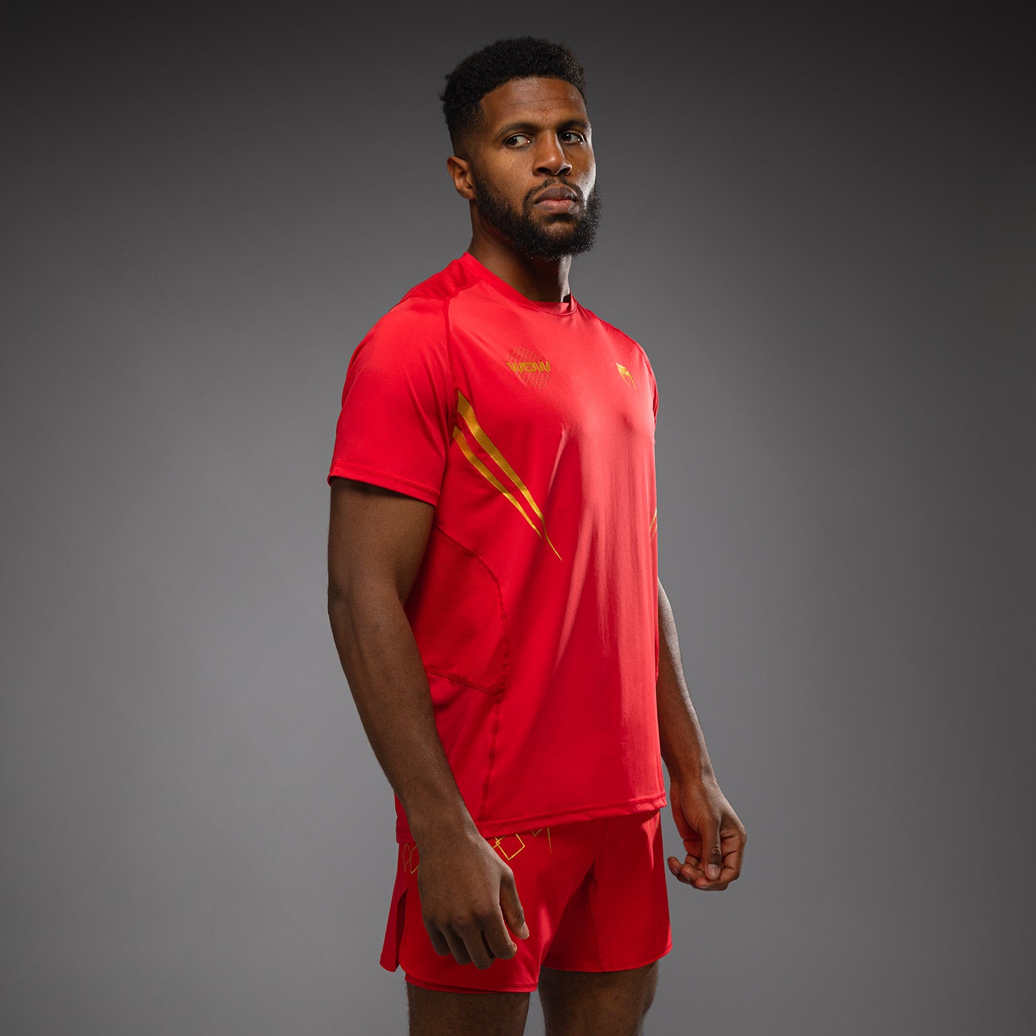 Venum x WOW FC Dry Tech Performance T-Shirt for Men - Fury Red & Gold - Moisture Wicking Workout Shirt for MMA, Training & Fitness