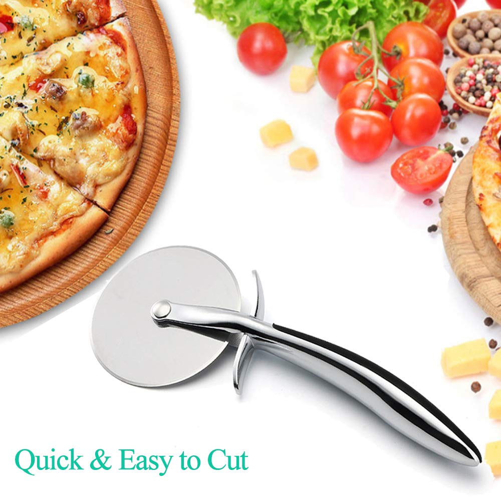 Professional Stainless Steel Pizza Cutter Wheel with Non-Slip Handle - Sharp Blade for Cutting Pizza, Pie Crust & Pastry Dough | Easy to Clean | Perfect for Home Kitchens, Pizzerias & Parties