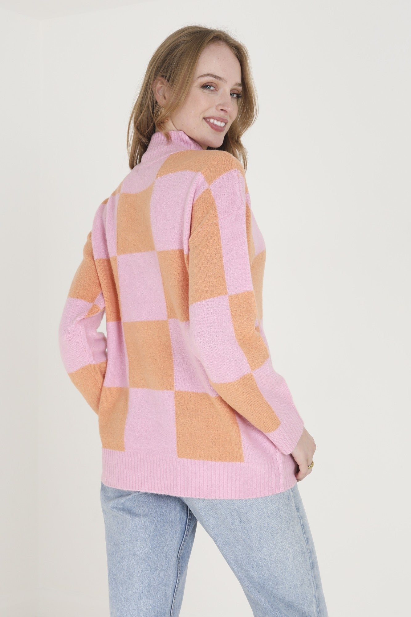 Premium Jersey Knitwear for Women - Soft & Comfortable Pink/Orange Pullover | BZZ015 | Perfect for Casual Wear, Layering & Loungewear