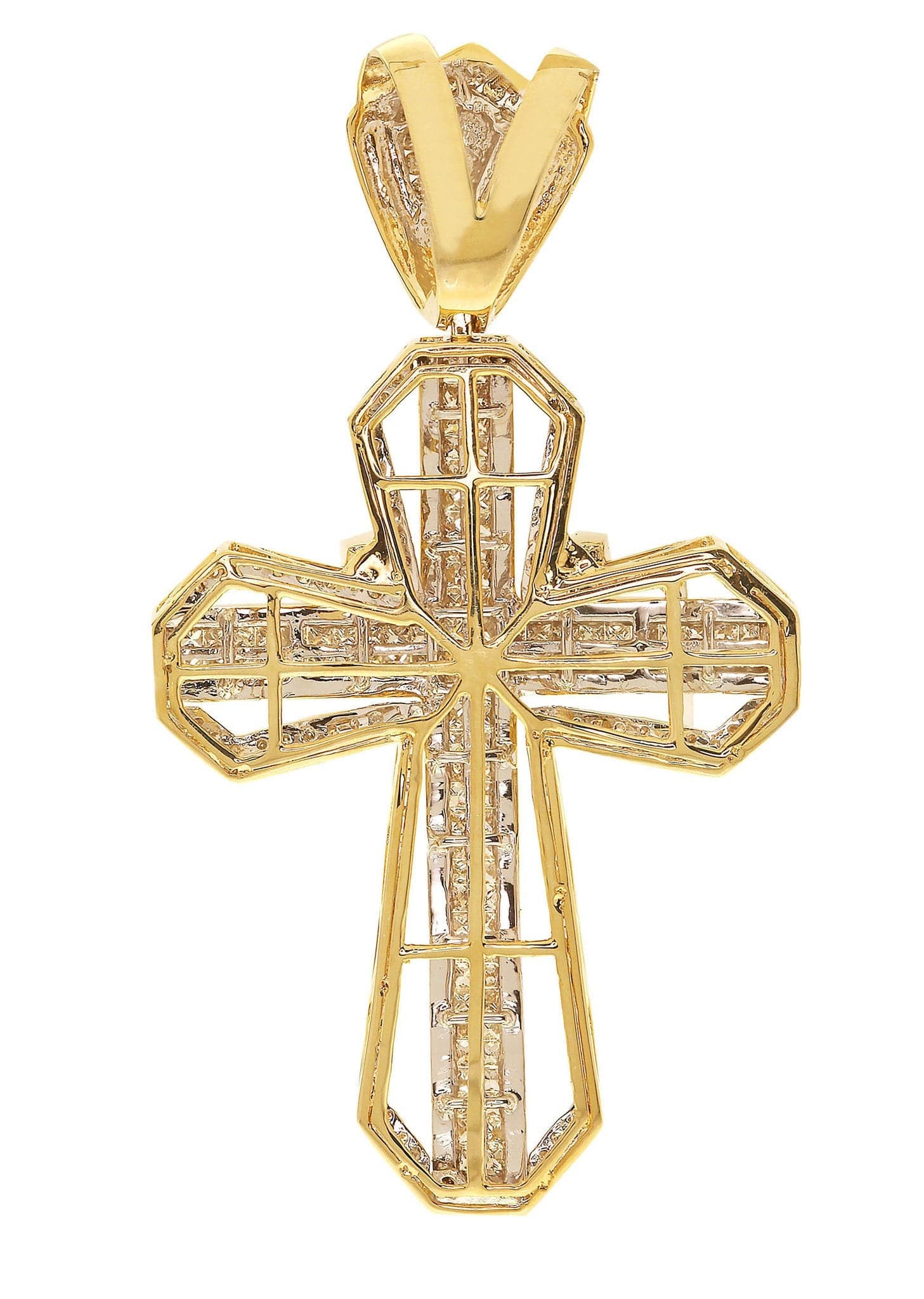 4.11 Carat Diamond Cross Pendant Necklace - 21.23 Grams Solid Gold Religious Jewelry for Women - Perfect for Church, Weddings & Special Occasions