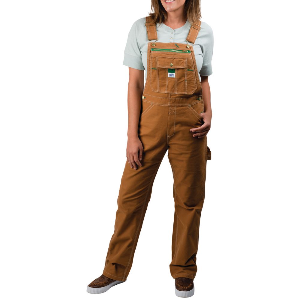 Liberty Women's Duck Bib Work Overalls YBF002 - Durable Brown Denim Coveralls for Farming, Gardening & DIY Projects