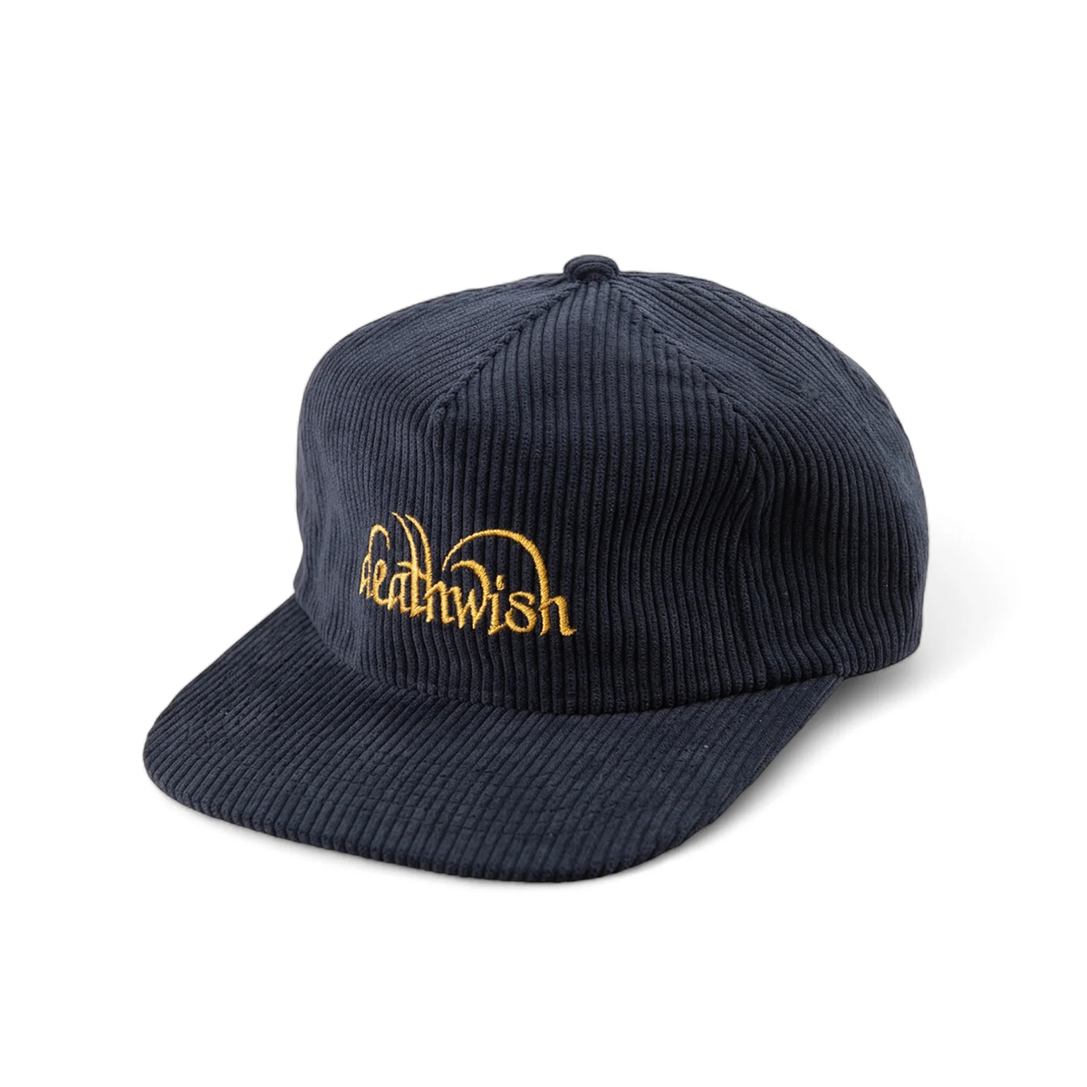 Deathwish Golden Snapback Hat - Navy Blue Adjustable Baseball Cap for Men & Women - Perfect for Skateboarding, Streetwear, and Casual Outfits