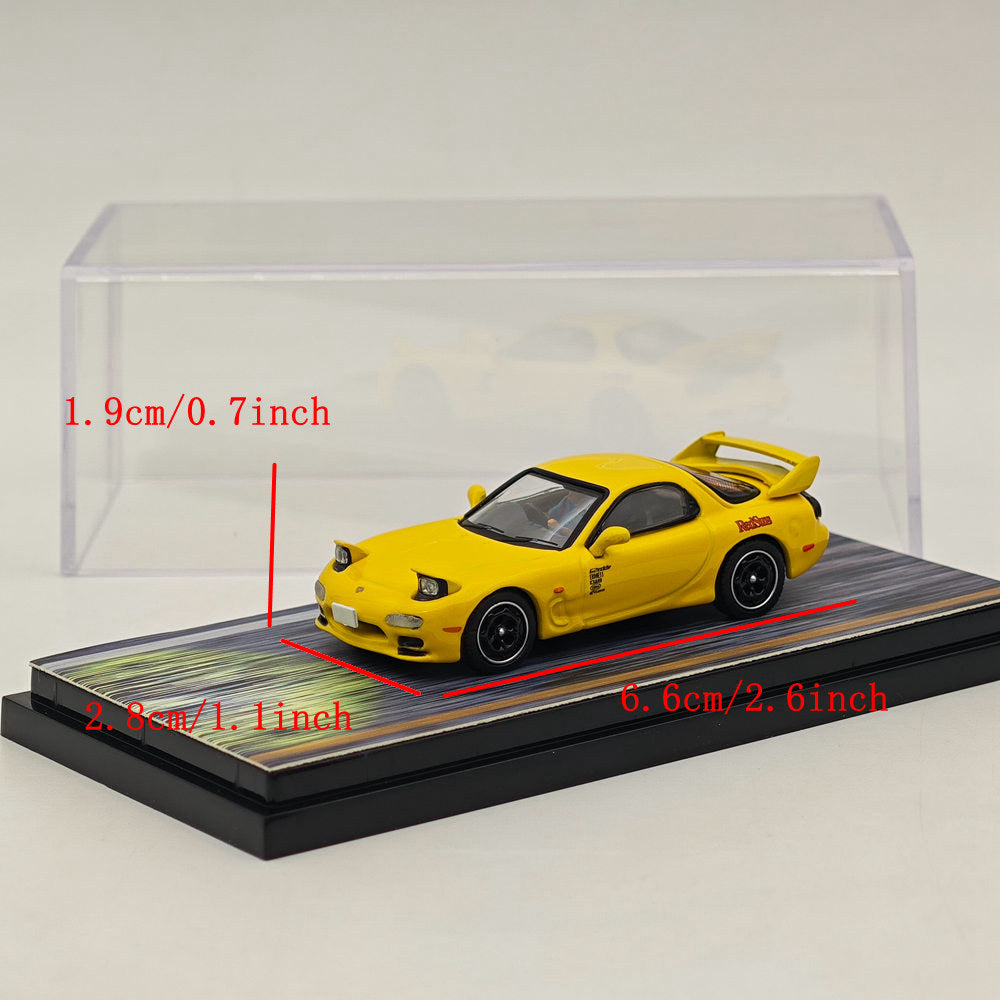 1/64 Scale Mazda RX-7 FD3S RedSuns Initial D Diecast Model Car with Open Headlights - HJ645007DB Collectible for Anime Fans & Car Enthusiasts - Perfect for Display, Gifts, and Racing Collections