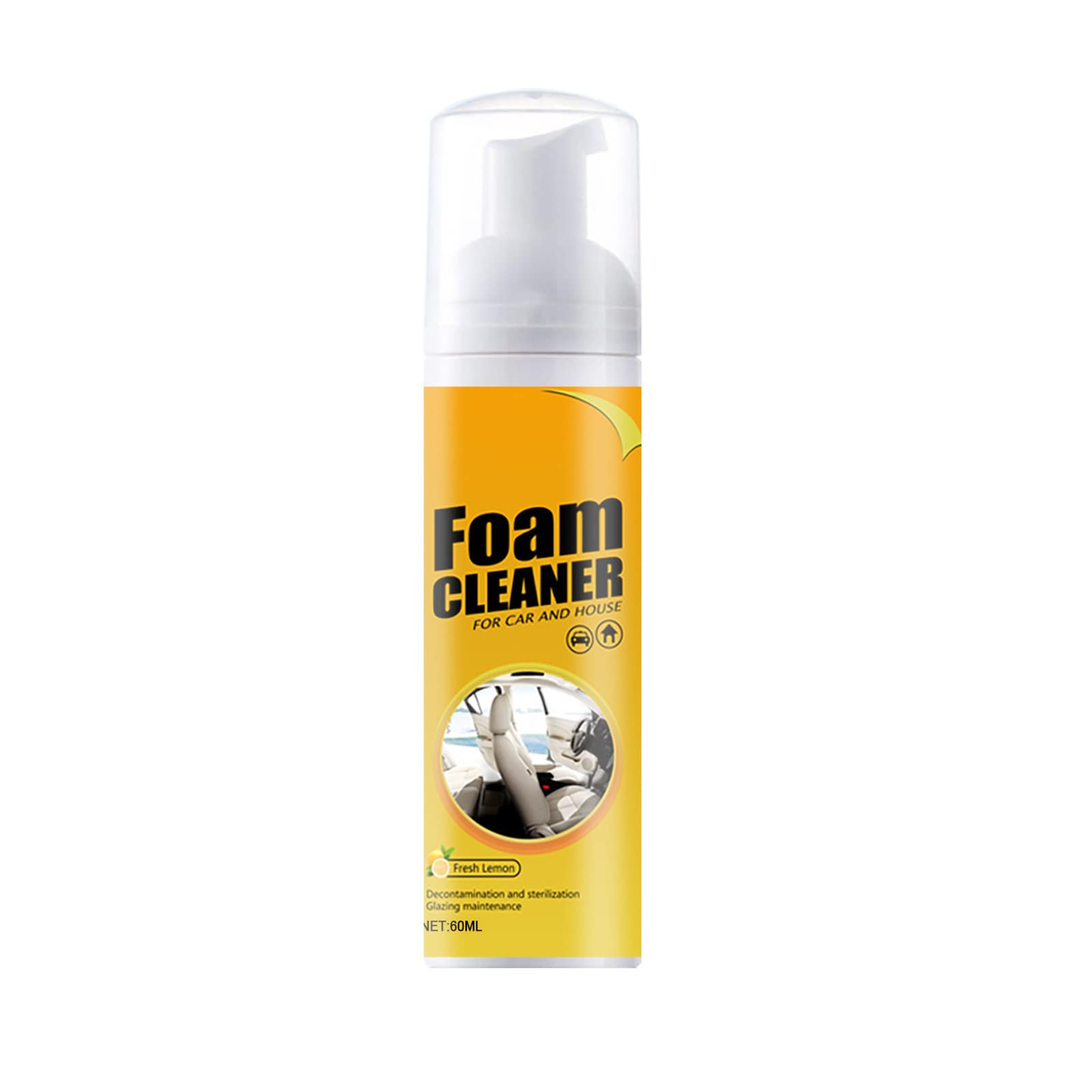 Yaftaoo Amplesunshine Foam Cleaner - All-Purpose Lemon Scented Household & Car Interior Cleaner Spray (60ml) | Perfect for Cars, Kitchens, Bathrooms & Multi-Surface Cleaning