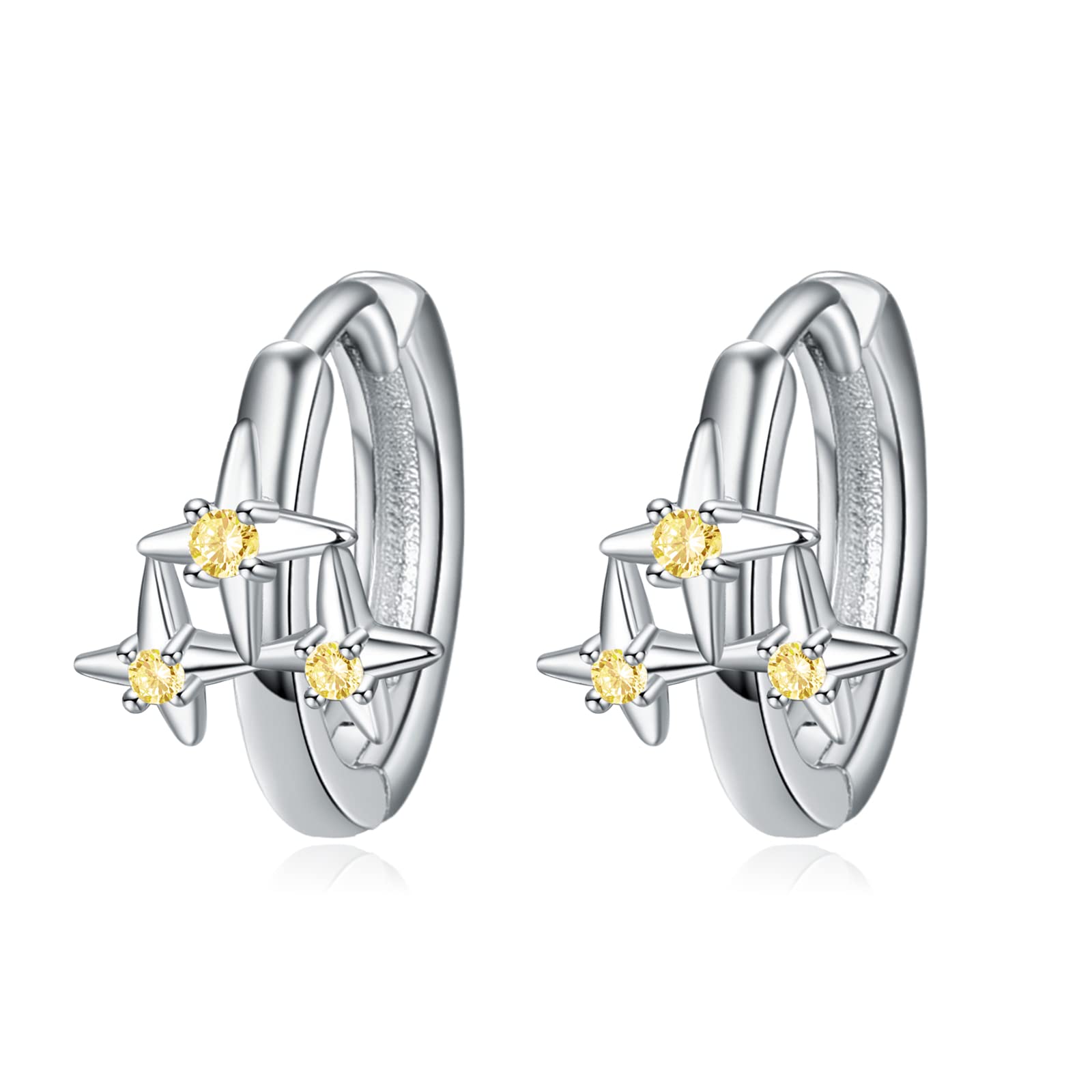 Palpitate Star Earrings for Women - Sterling Silver Star Hoop Earrings | Trendy Celestial Jewelry Gift for Her | Perfect for Parties, Date Nights & Everyday Wear
