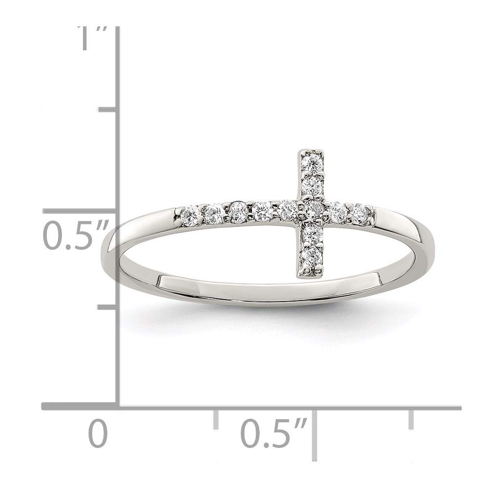 925 Sterling Silver Cubic Zirconia Sideways Cross Ring for Women - Elegant Religious Jewelry Gift for Her - Perfect for Church, Weddings & Everyday Wear