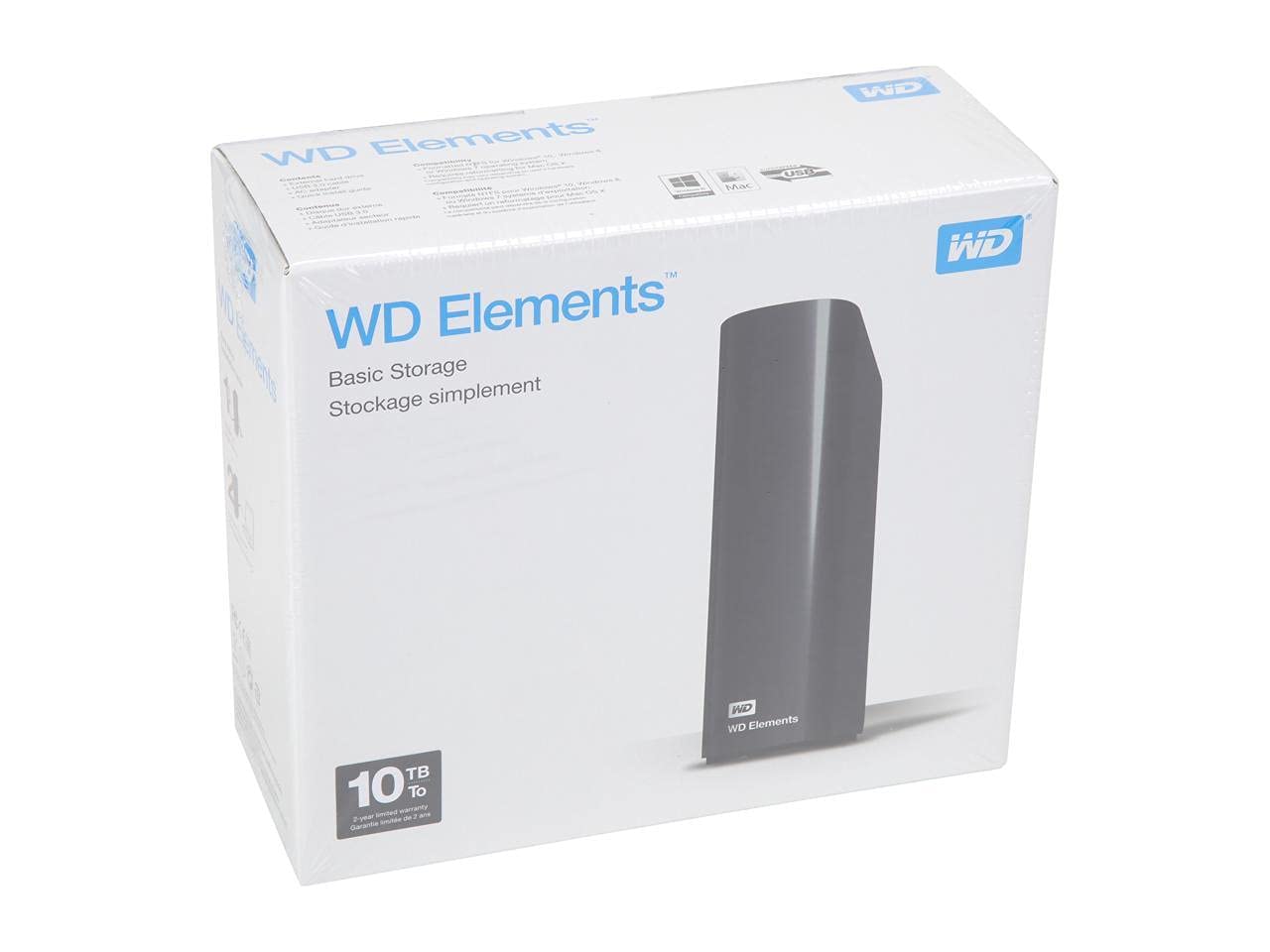 WD Elements 10TB External Hard Drive - USB 3.0 Desktop HDD for PC, Mac, Laptop - Data Storage Backup, Chia Crypto Mining - Perfect for Home Office, Gaming & Media Storage