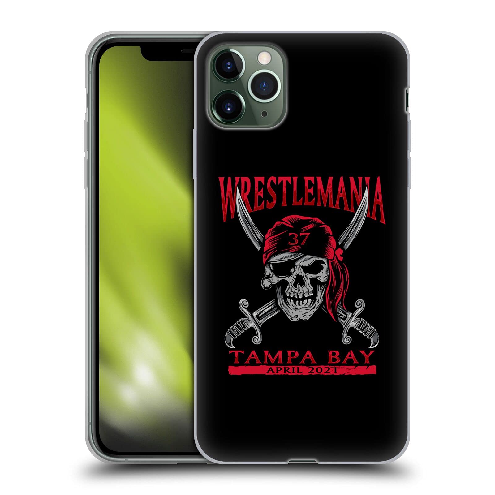 Head Case Designs WWE Swords & Skull Wrestlemania 37 Soft Gel Case for iPhone 11 Pro Max - Officially Licensed, Durable Protection for Everyday Use