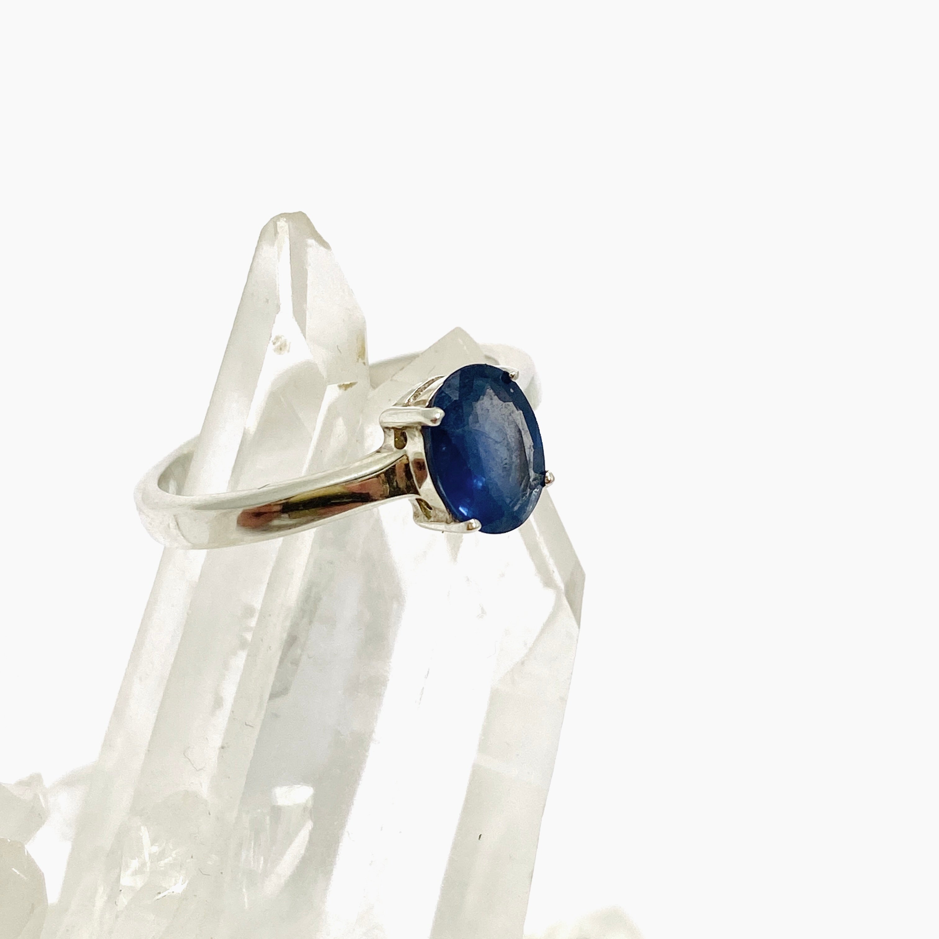 PRGJ813 Oval Sapphire Faceted Ring - Size 8 | Elegant Wedding, Engagement & Anniversary Jewelry Gift for Women