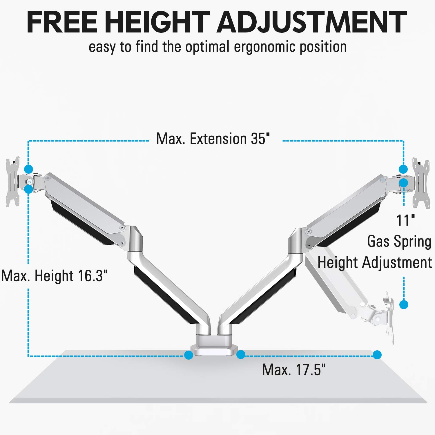MOUNTUP Heavy Duty Dual Monitor Stand - Die-Cast Aluminum Monitor Arm for Ultrawide Screens | Ergonomic Desk Mount for Home Office & Gaming Setup